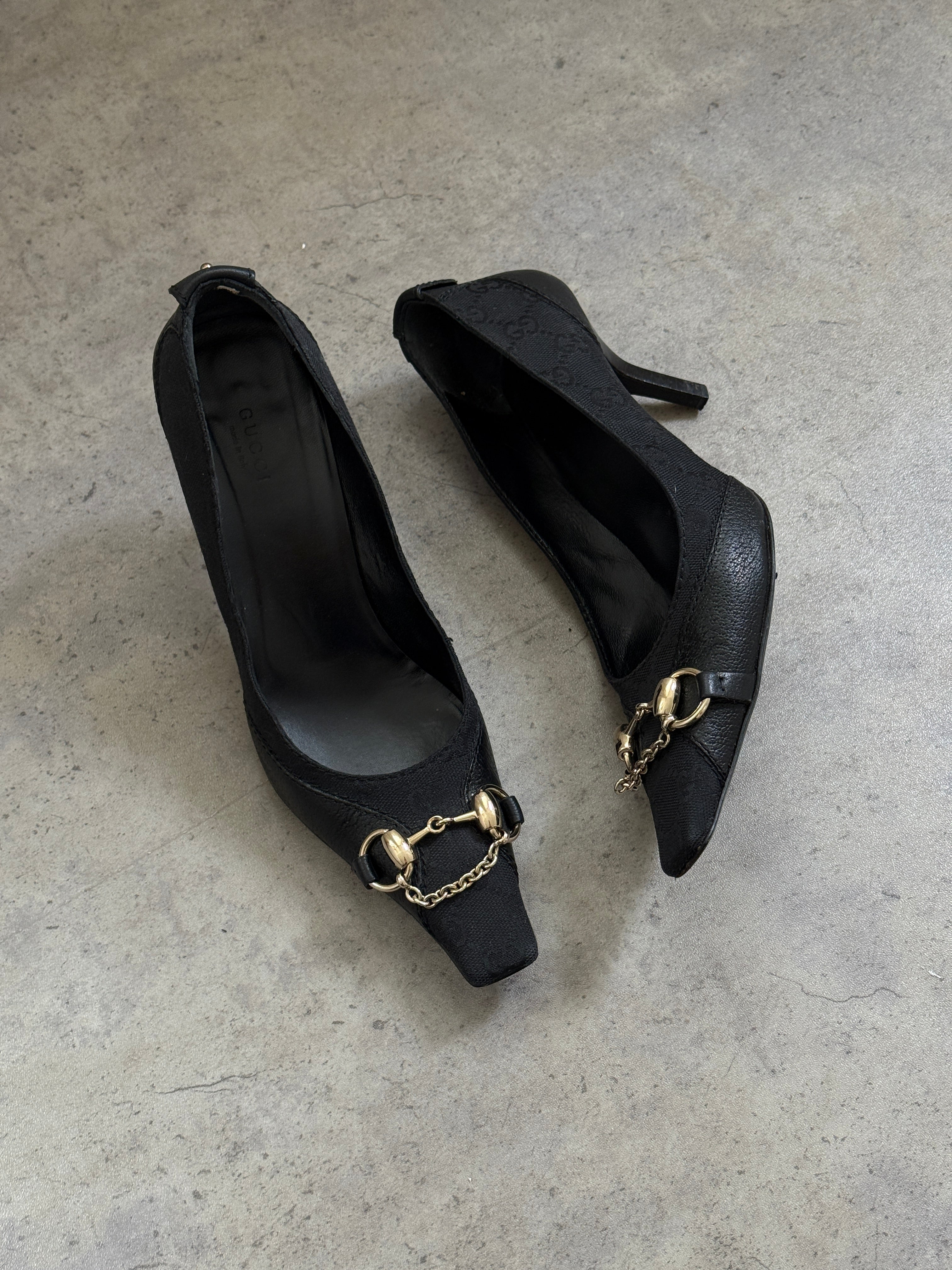Gucci Horsebit Monogram Chain Court Heels • EU 38.5