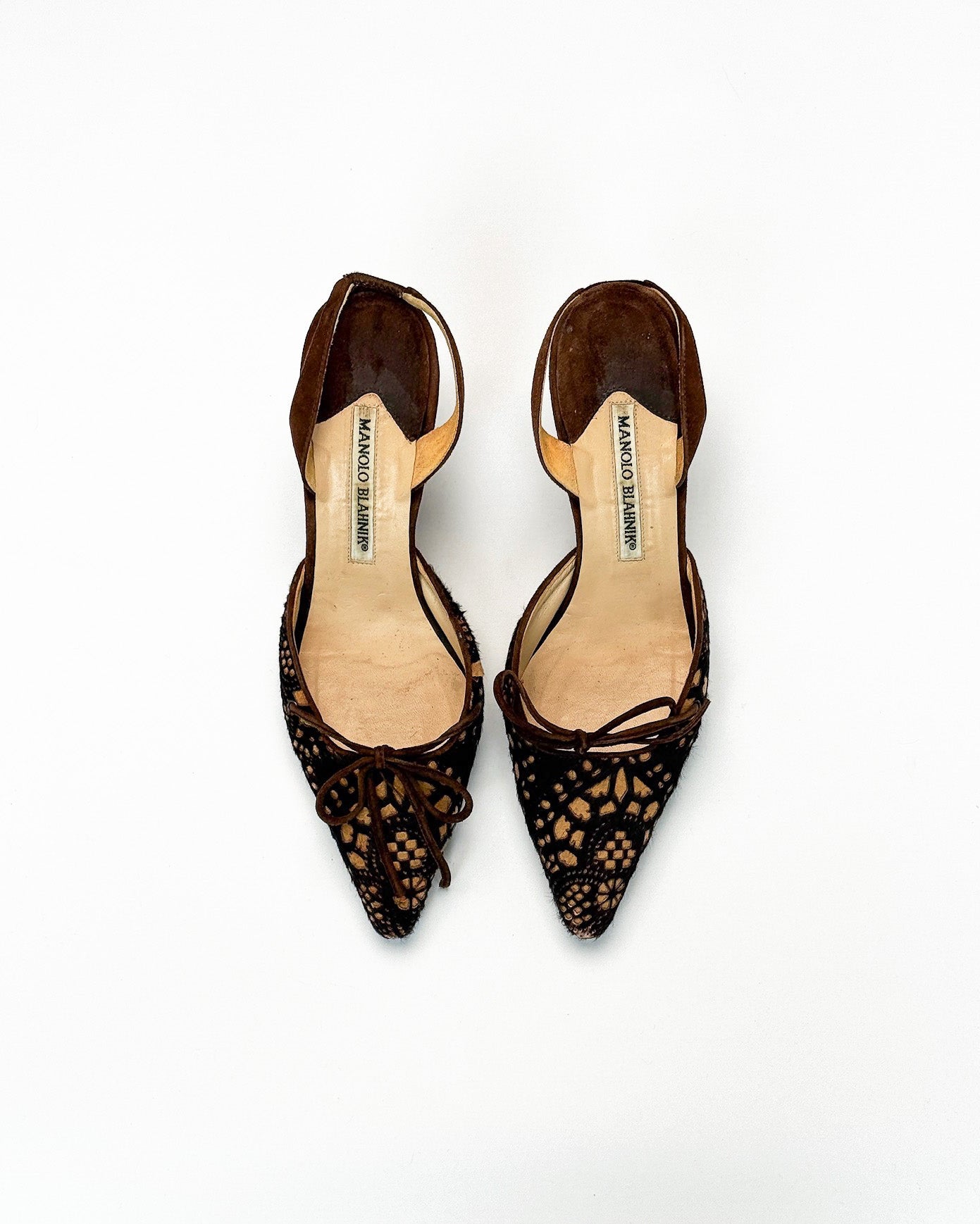 Manolo Blahnik Ponyhair Lace Slingbacks • EU 37