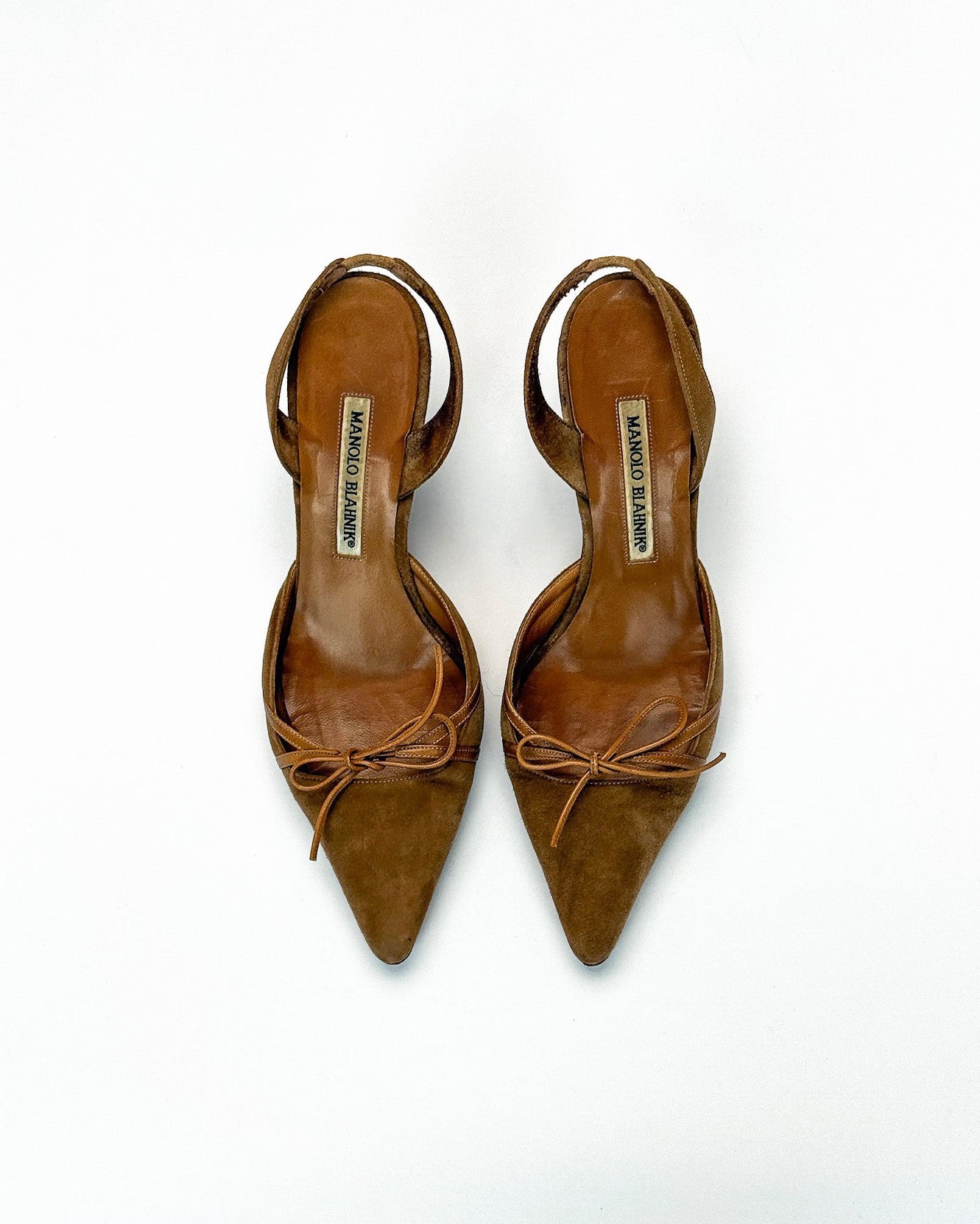 Manolo Blahnik Suede Tan Slingbacks • EU 37