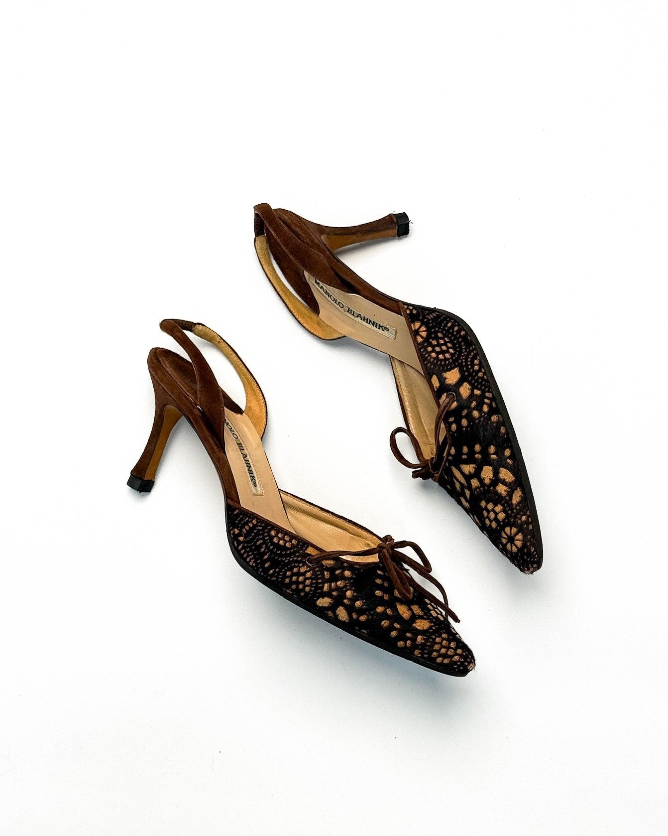 Manolo Blahnik Ponyhair Lace Slingbacks • EU 37