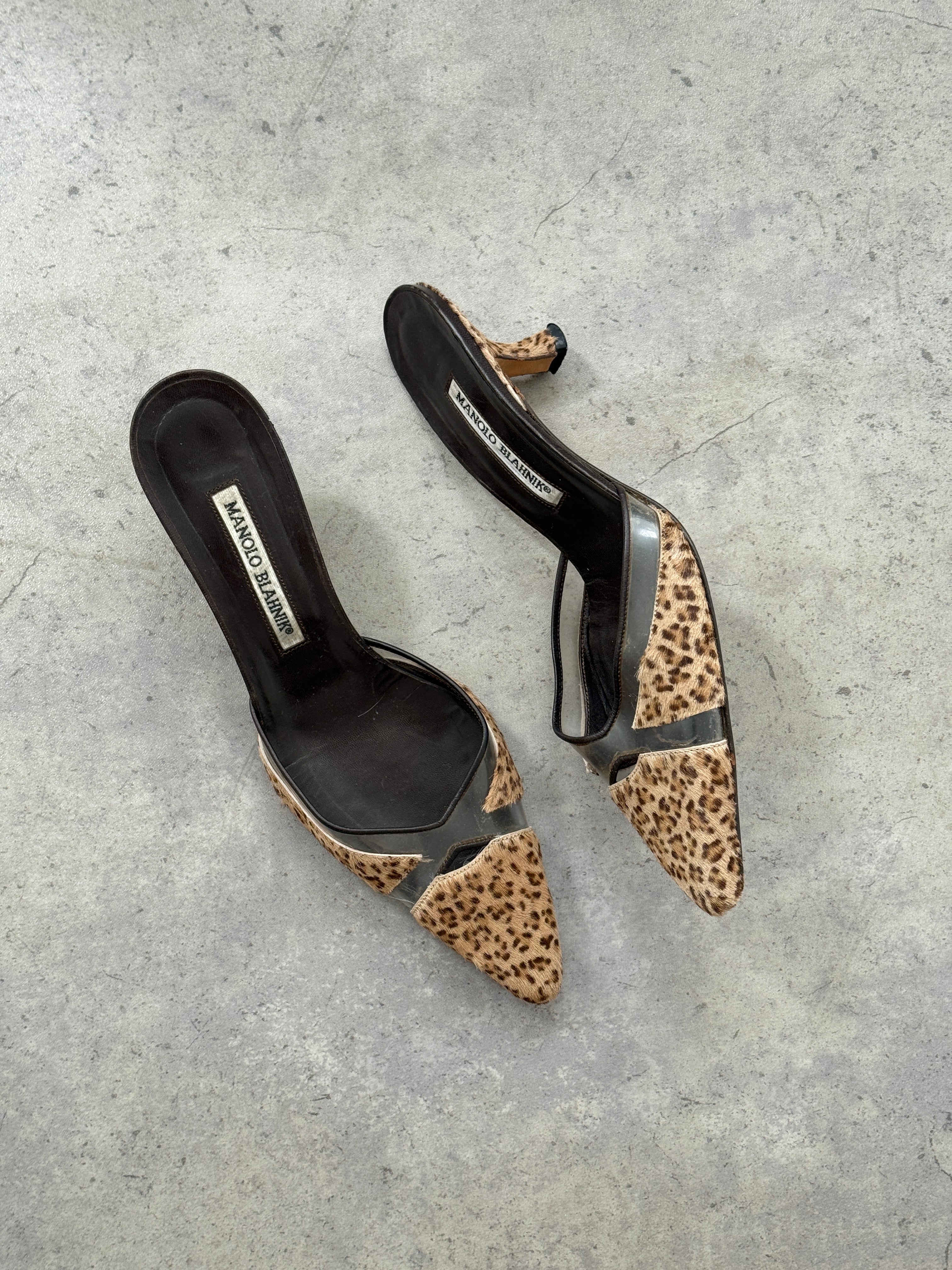 Manolo Blahnik Leopard Print Mules • EU 37.5