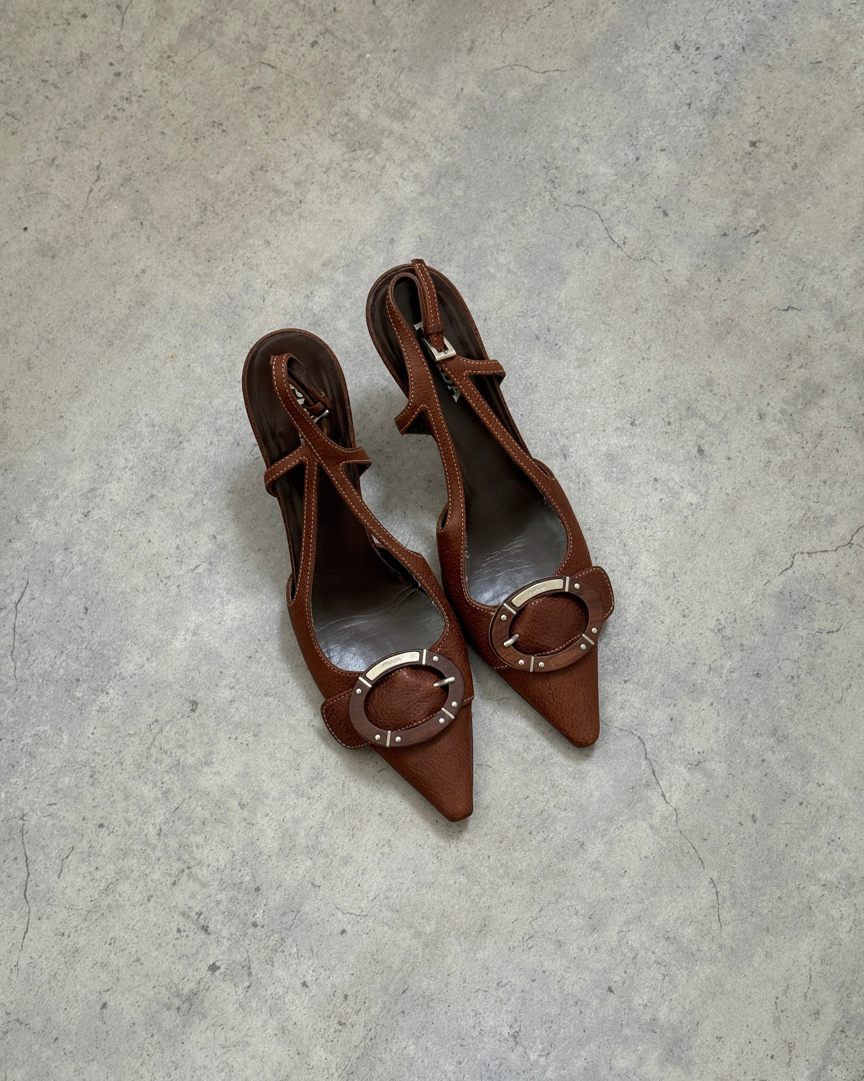 Prada Leather Buckle Slingbacks • EU 36.5