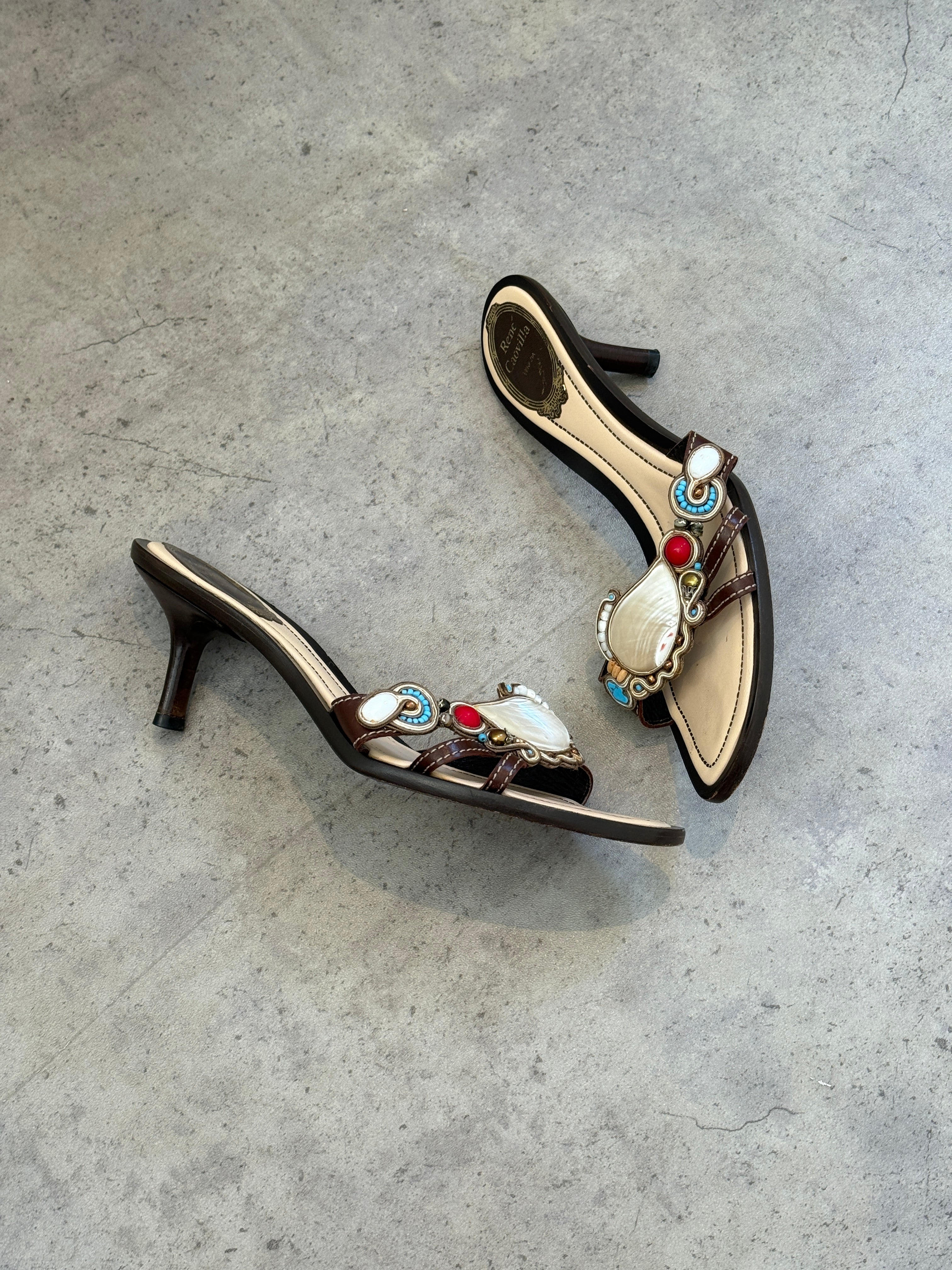 René Caovilla Shell Mules