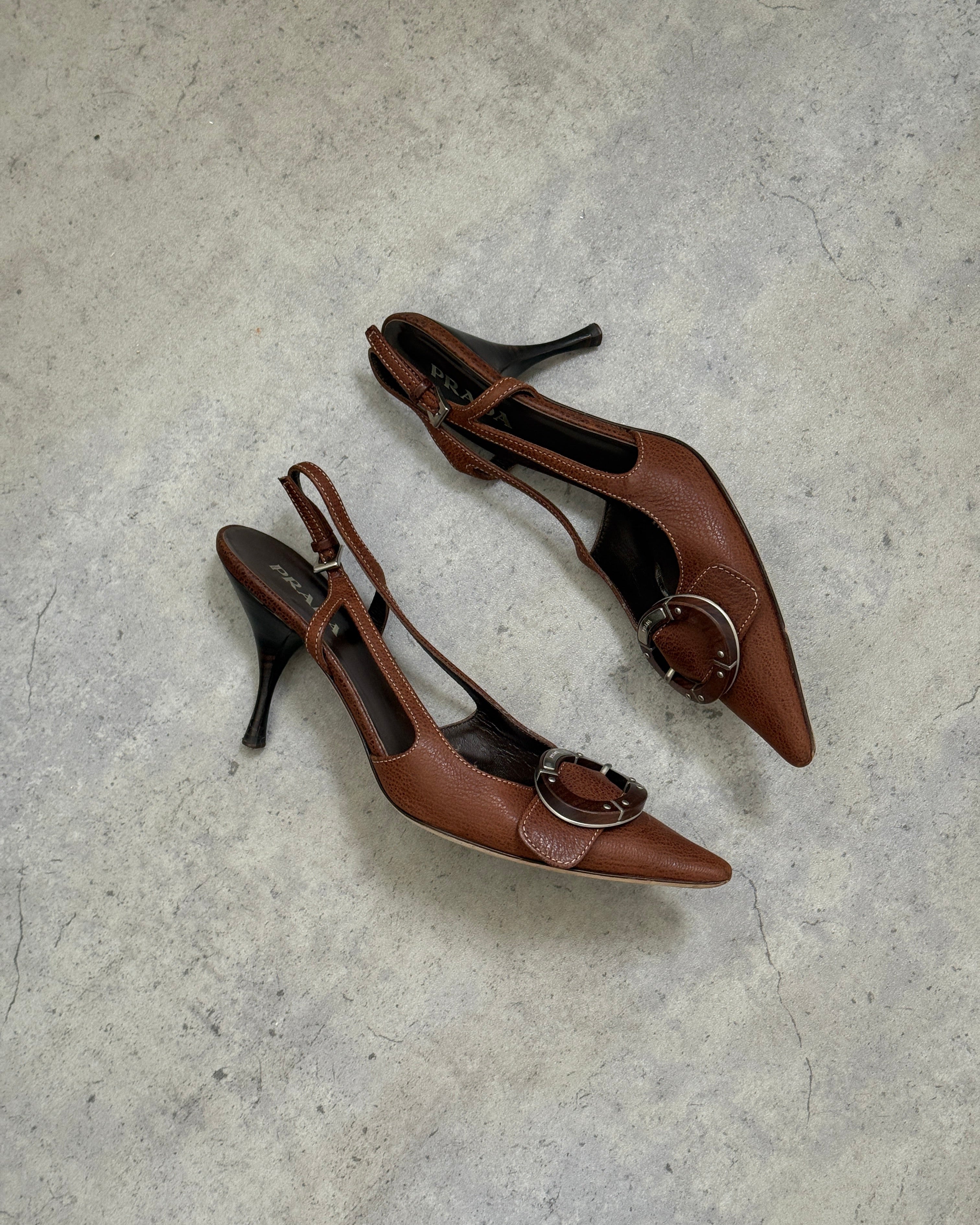Prada Leather Buckle Slingbacks • EU 36.5