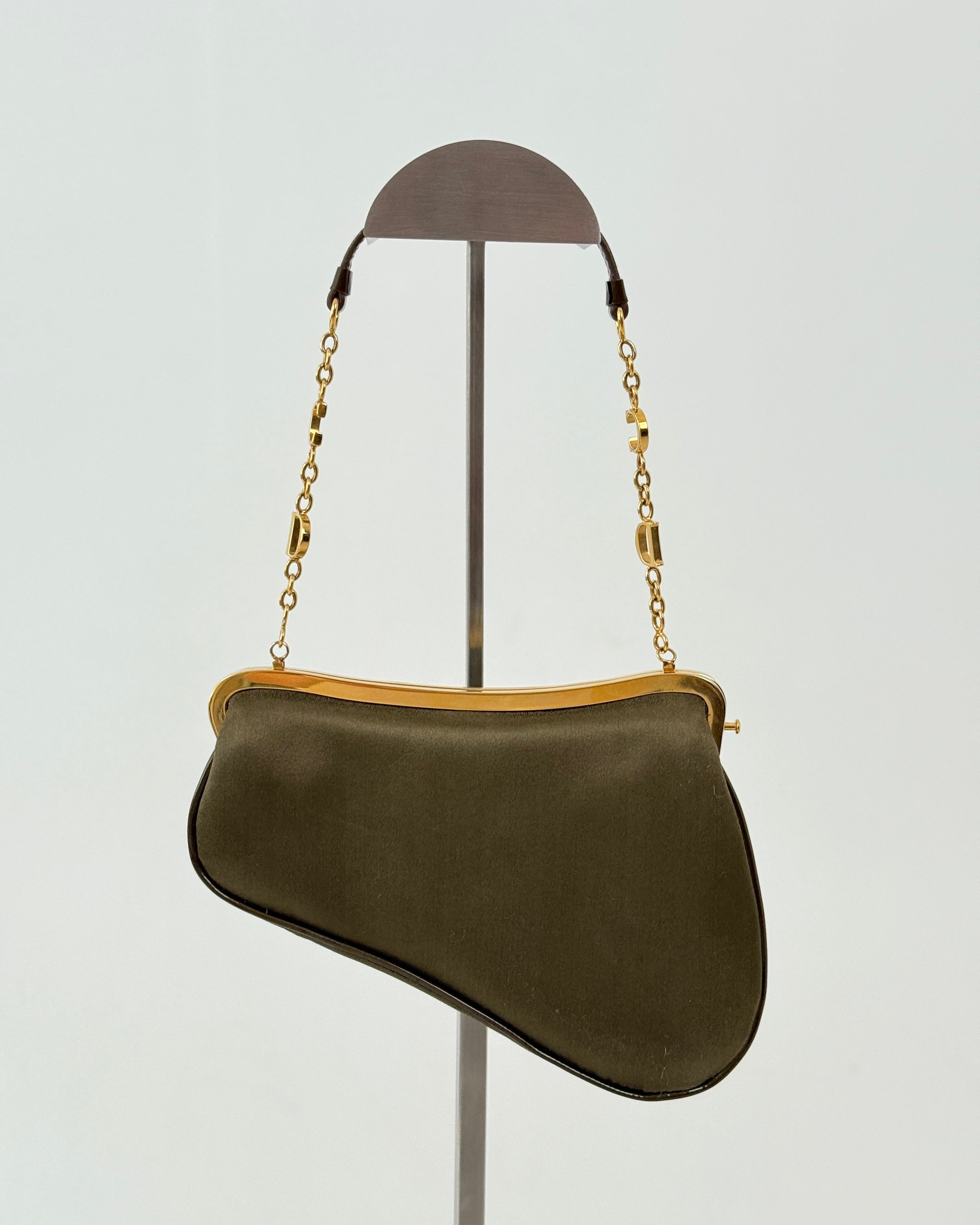 Dior Khaki Satin Mini Saddle Bag