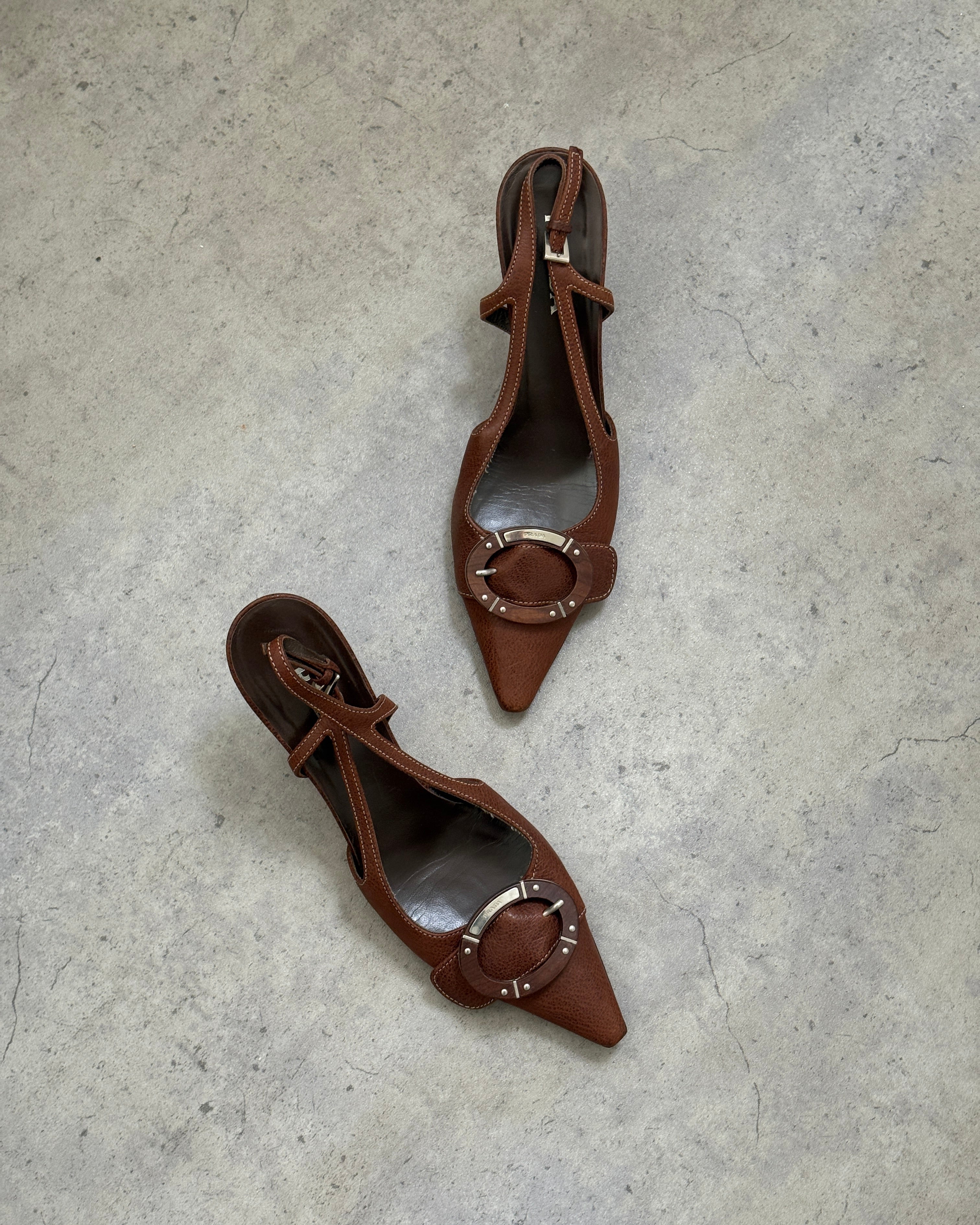 Prada Leather Buckle Slingbacks • EU 36.5