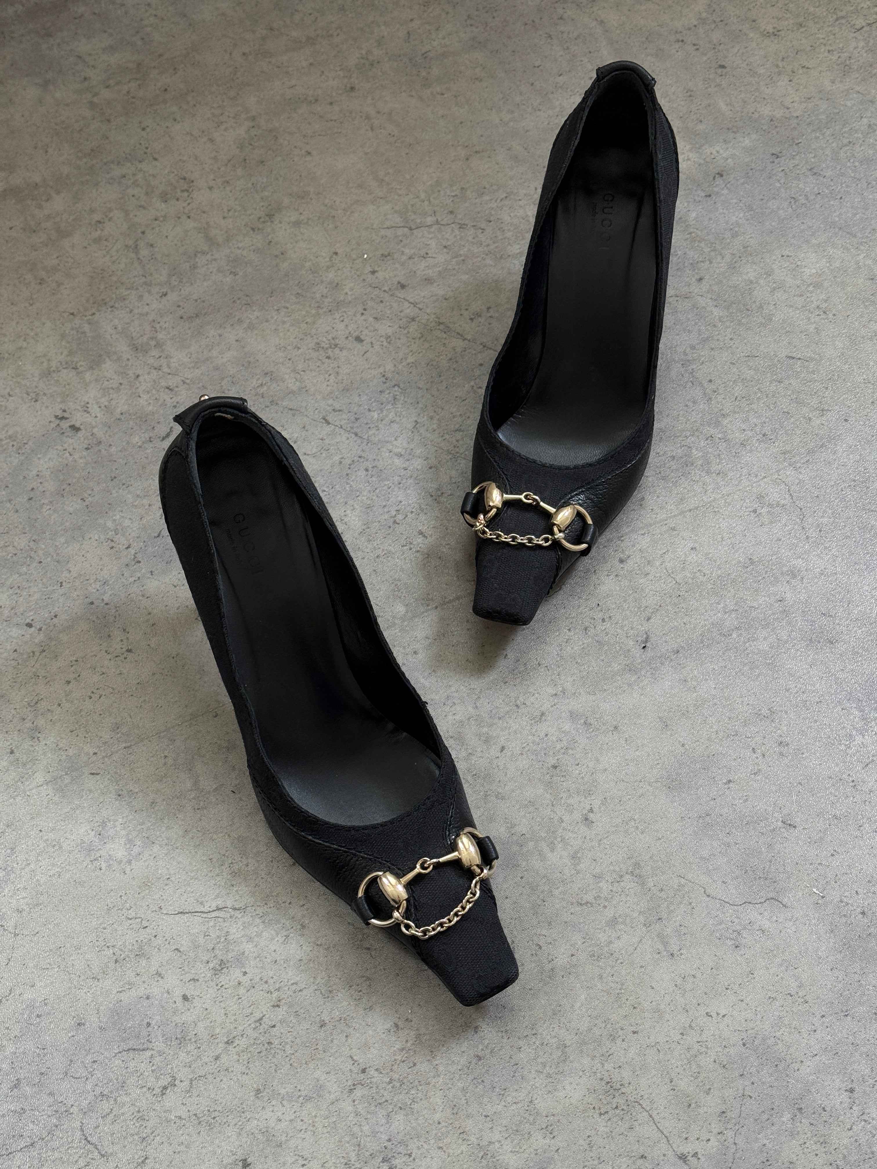 Gucci Horsebit Monogram Chain Court Heels • EU 38.5