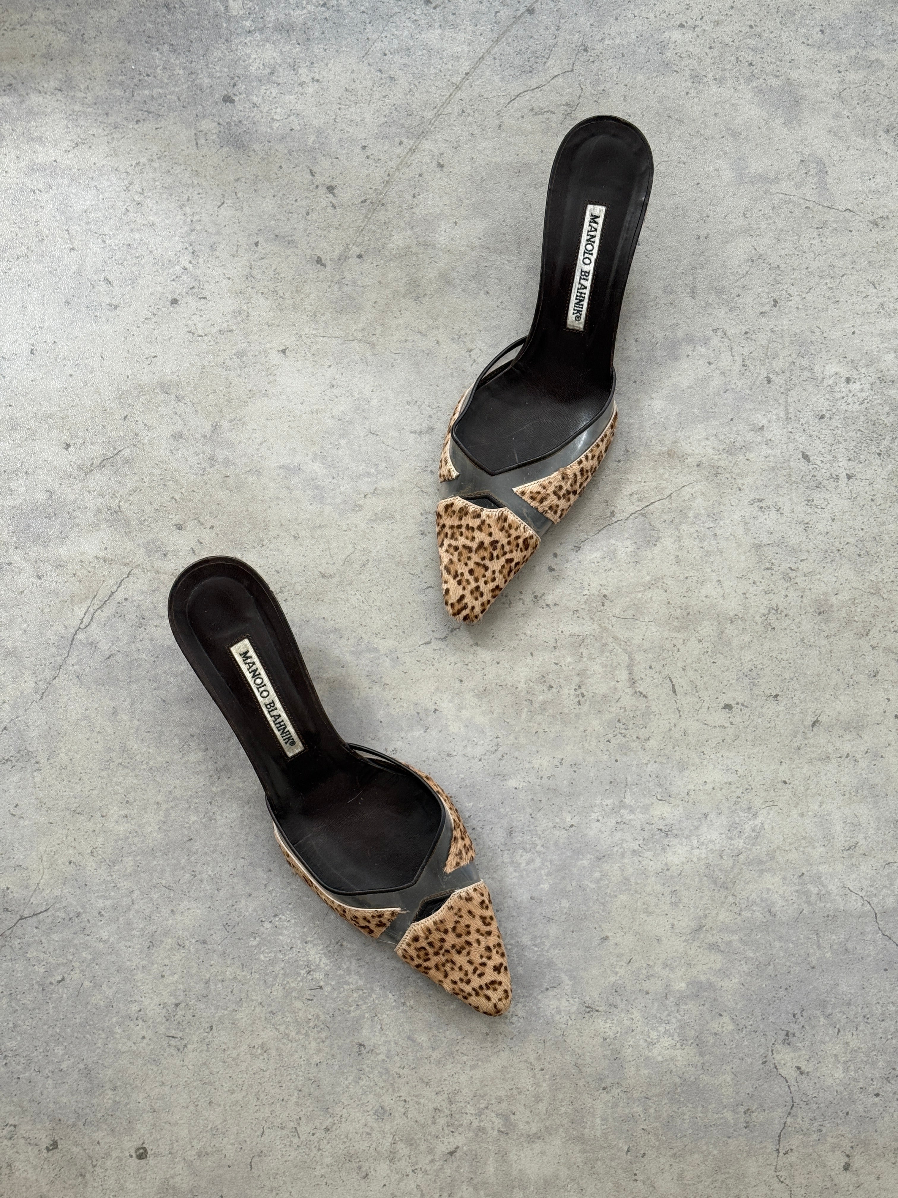 Manolo Blahnik Leopard Print Mules • EU 37.5