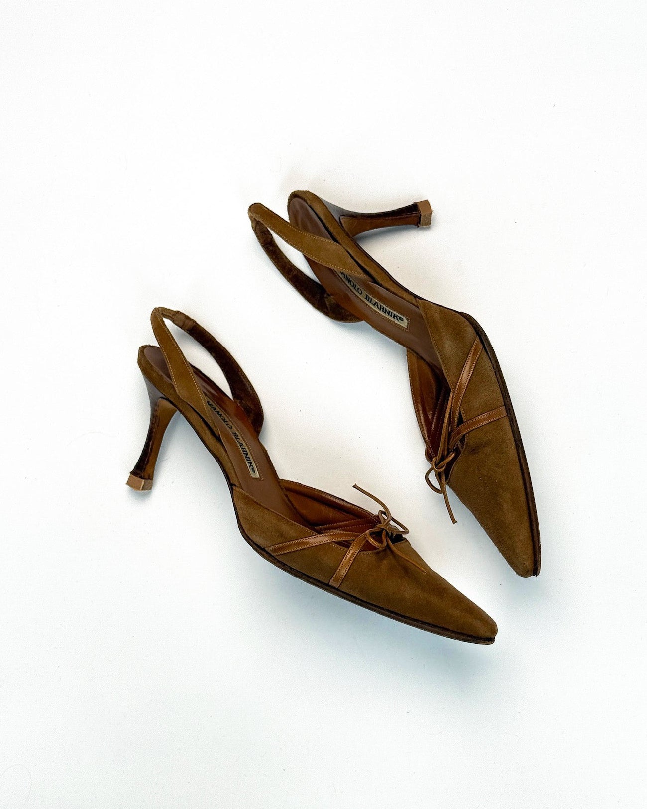 Manolo Blahnik Suede Tan Slingbacks • EU 37