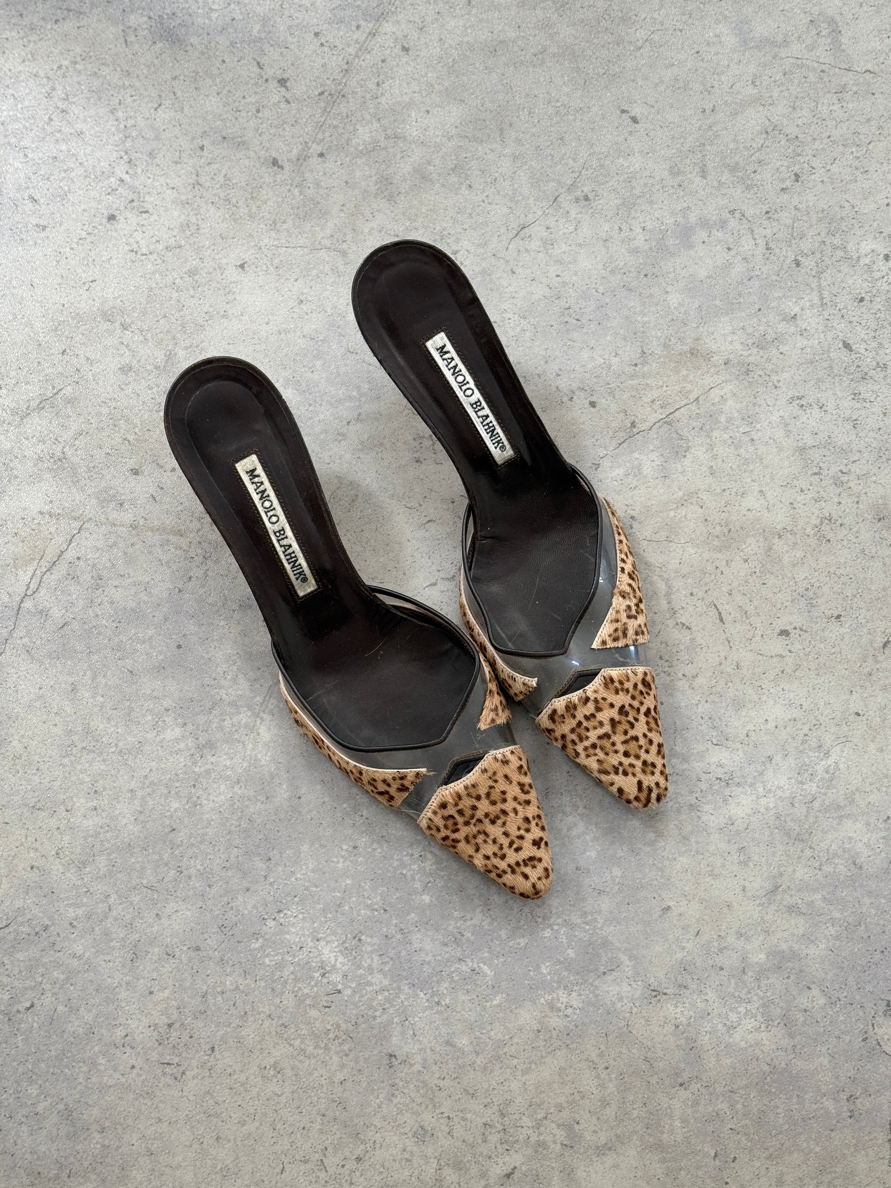 Manolo Blahnik Leopard Print Mules • EU 37.5