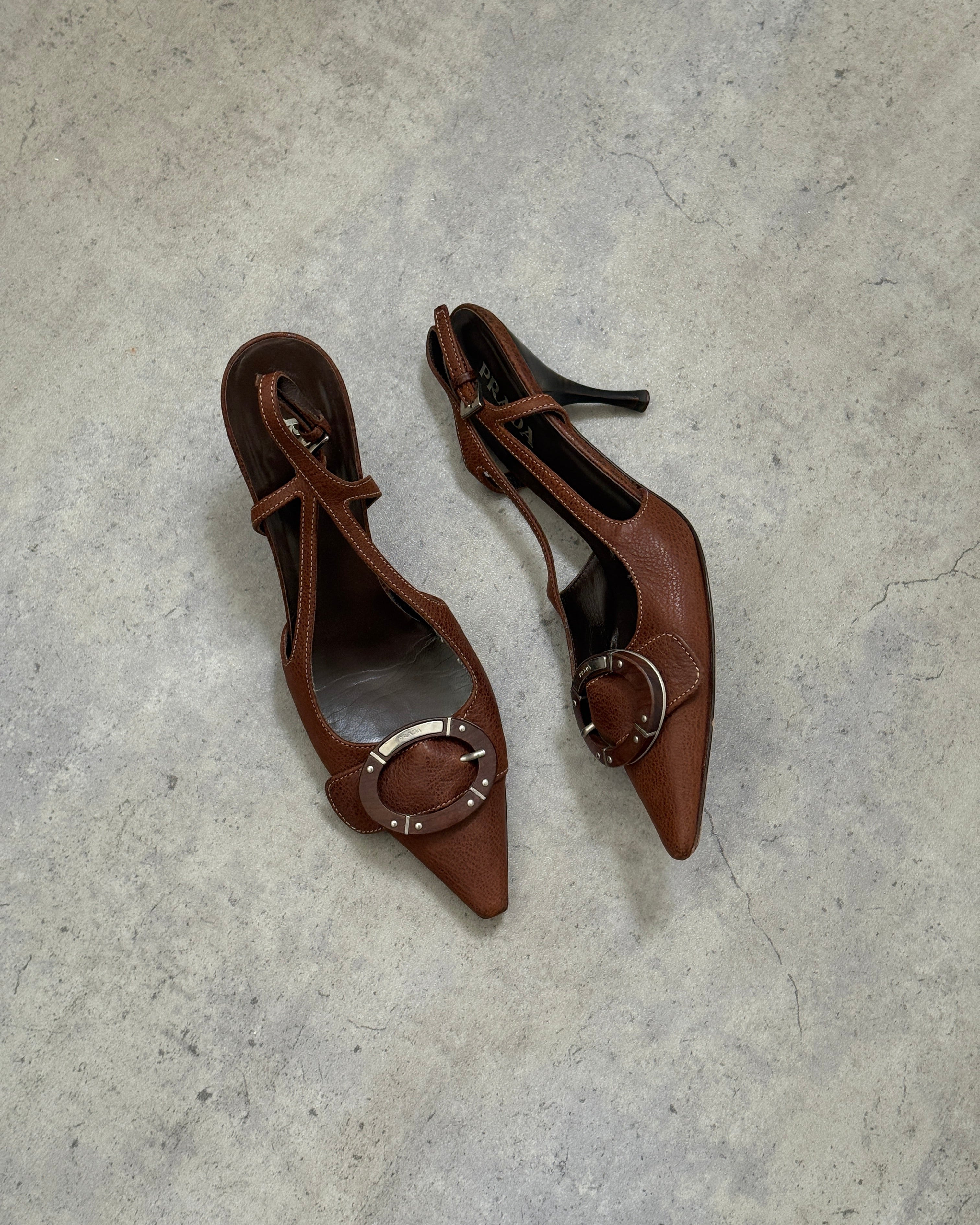 Prada Leather Buckle Slingbacks • EU 36.5