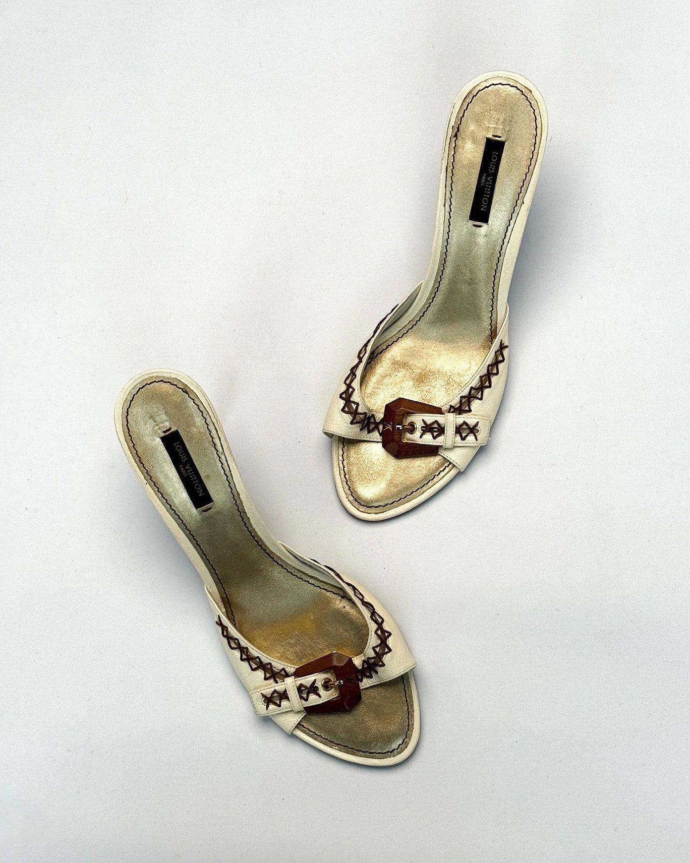 Louis Vuitton Cream Buckle Mules • EU 41