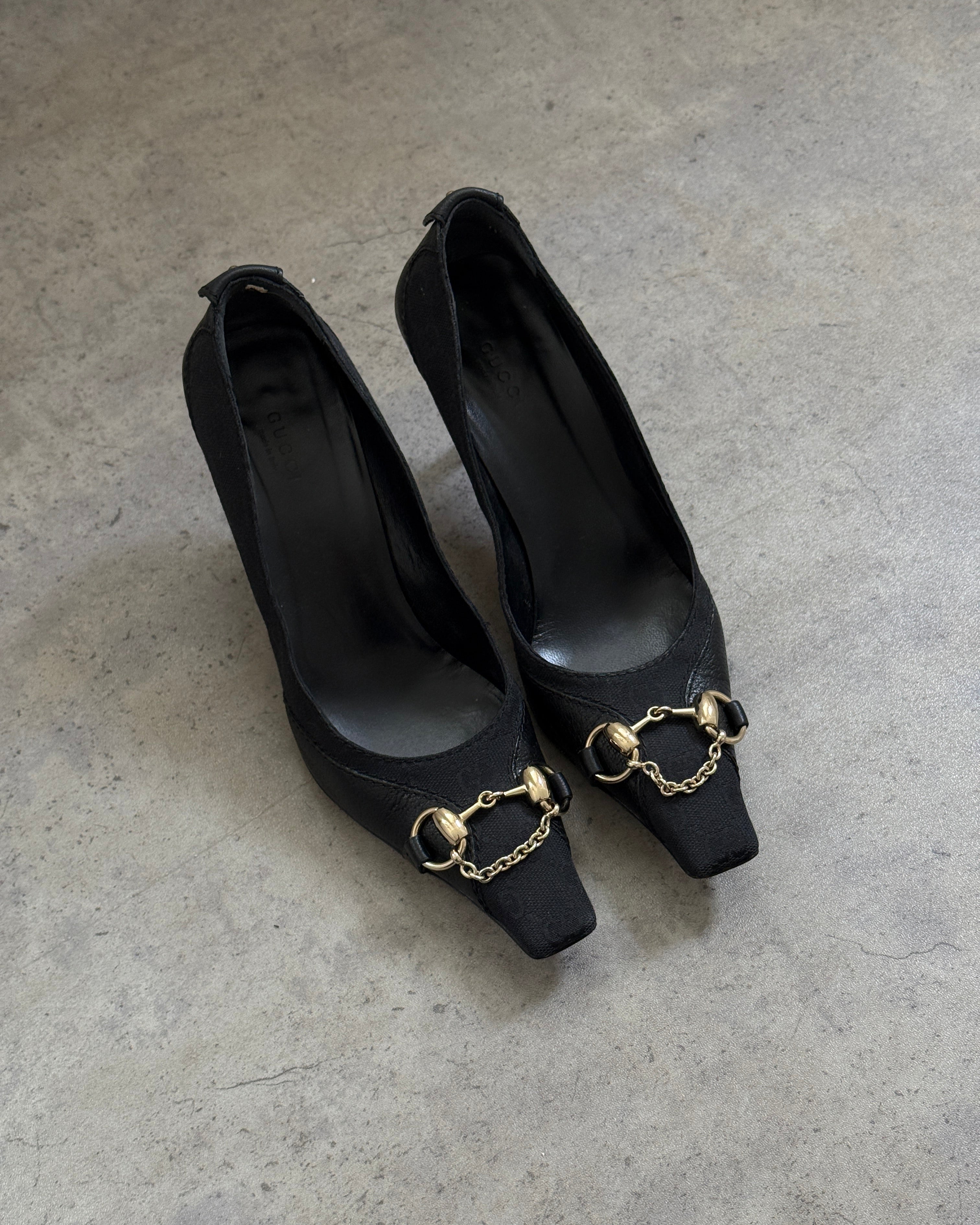 Gucci Horsebit Monogram Chain Court Heels • EU 38.5