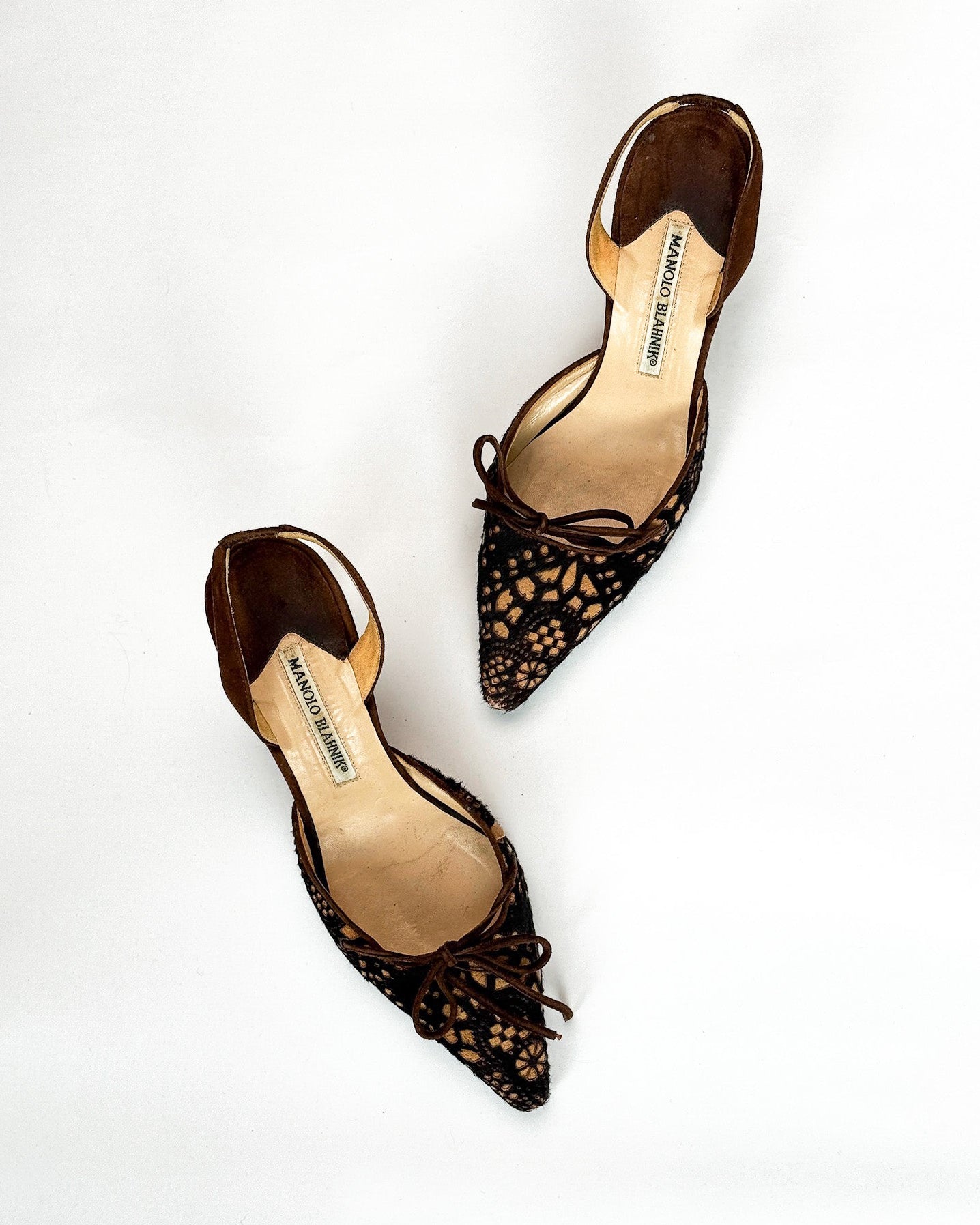 Manolo Blahnik Ponyhair Lace Slingbacks • EU 37