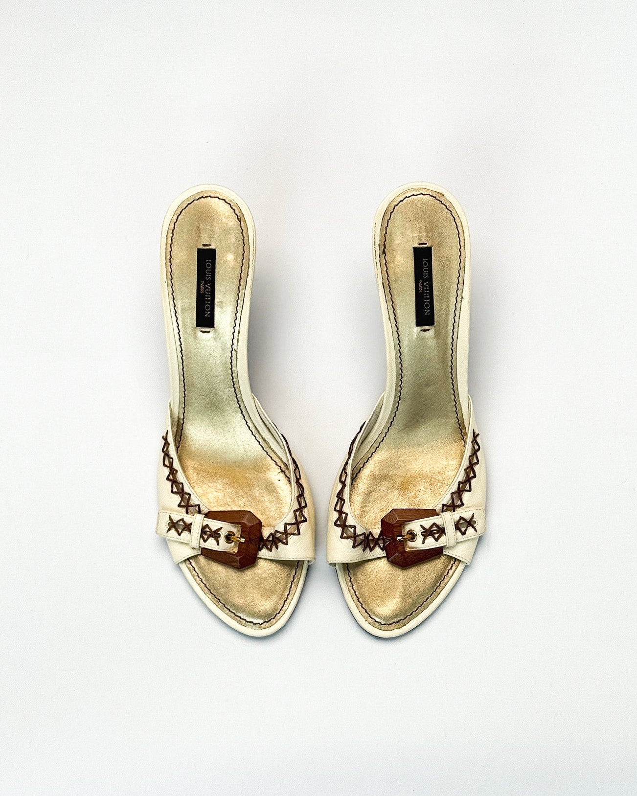 Louis Vuitton Cream Buckle Mules • EU 41