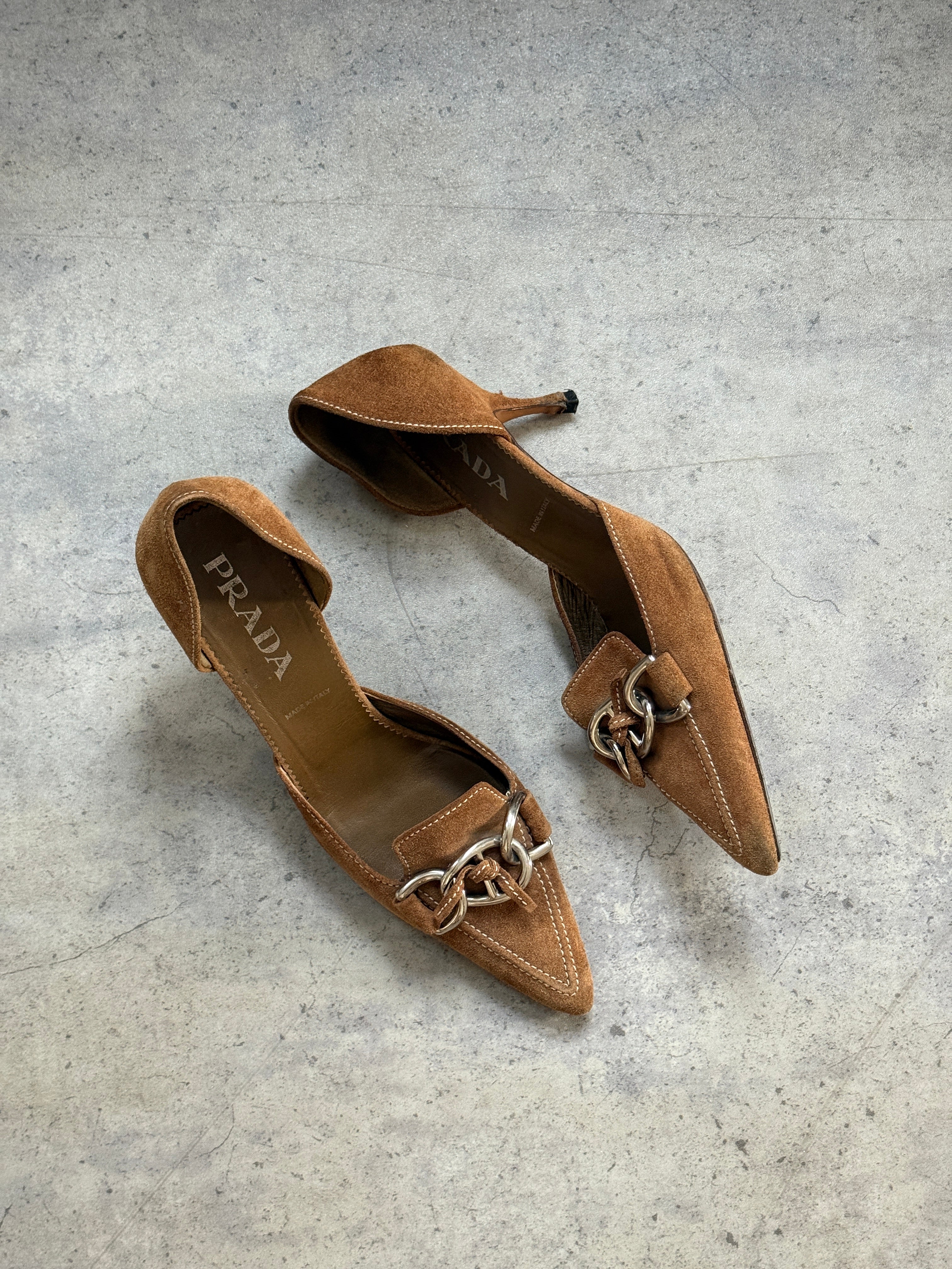 ICONIC Prada Suede D’Orsay Heels • EU 38.5