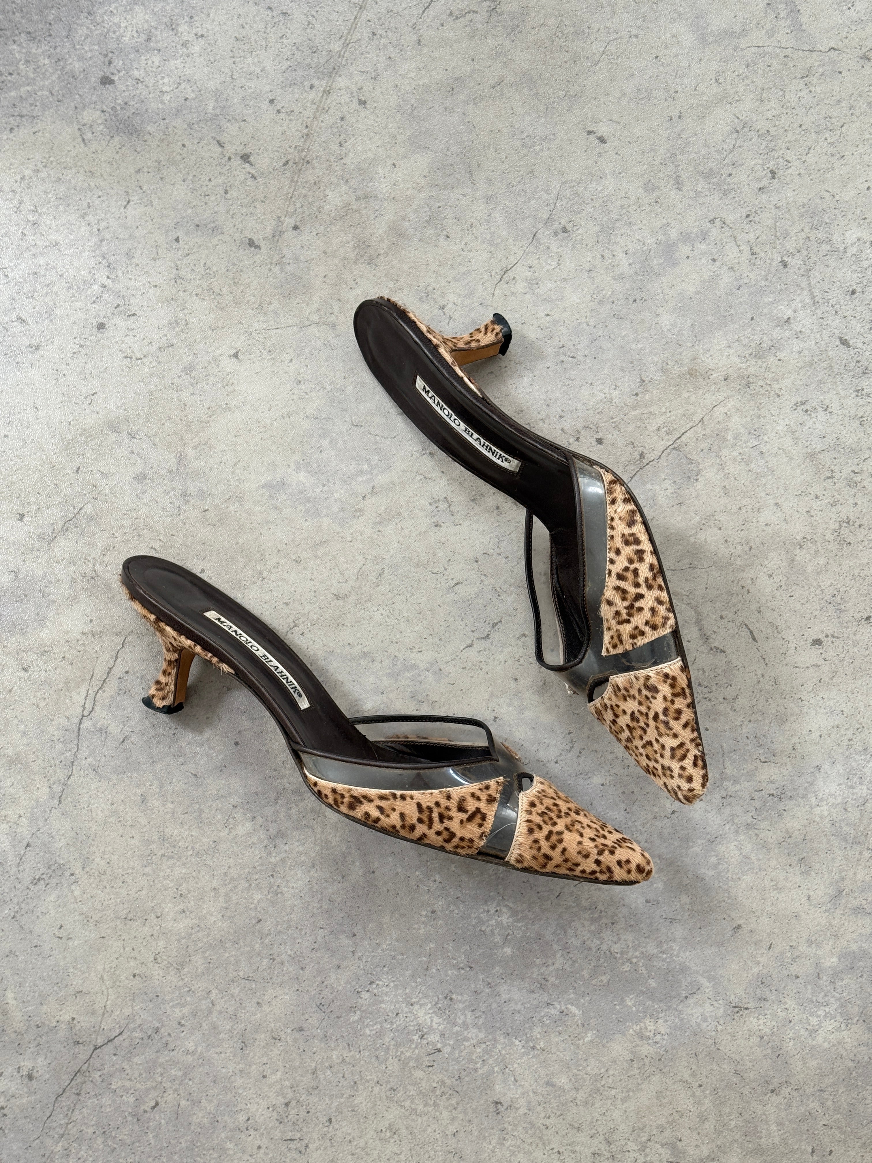 Manolo Blahnik Leopard Print Mules • EU 37.5