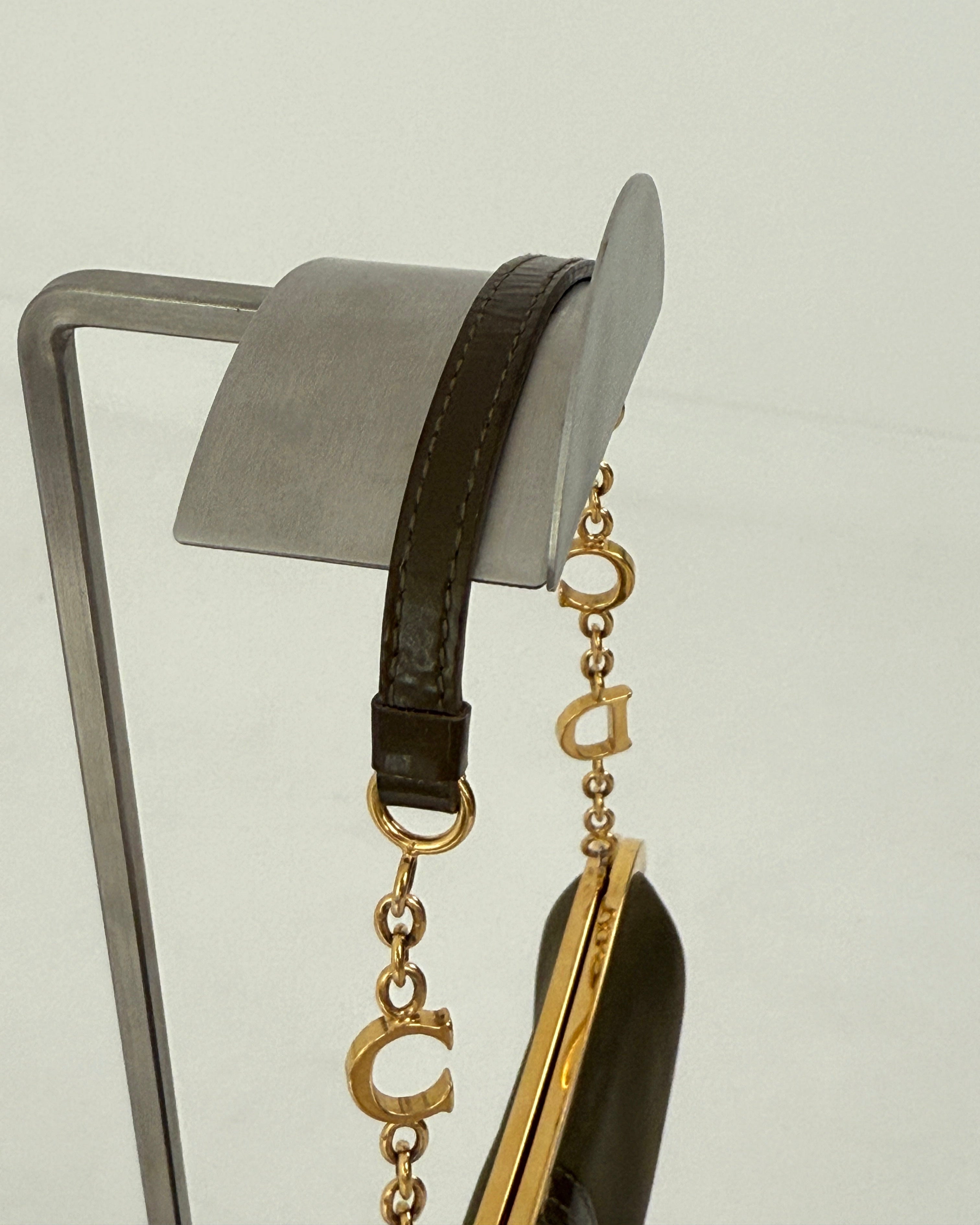 Dior Khaki Satin Mini Saddle Bag