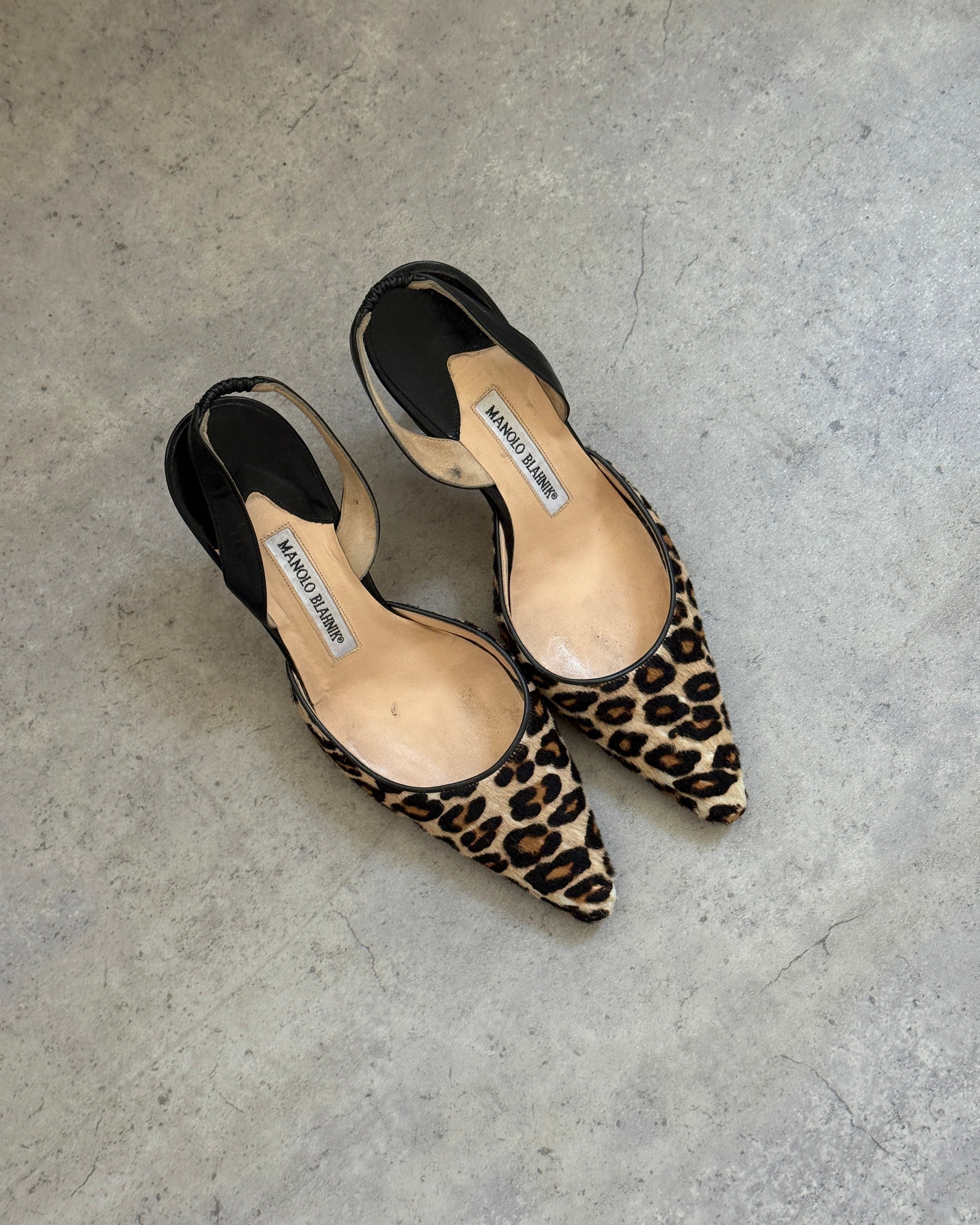 Manolo Blahnik Leopard Print Slingbacks • EU 36