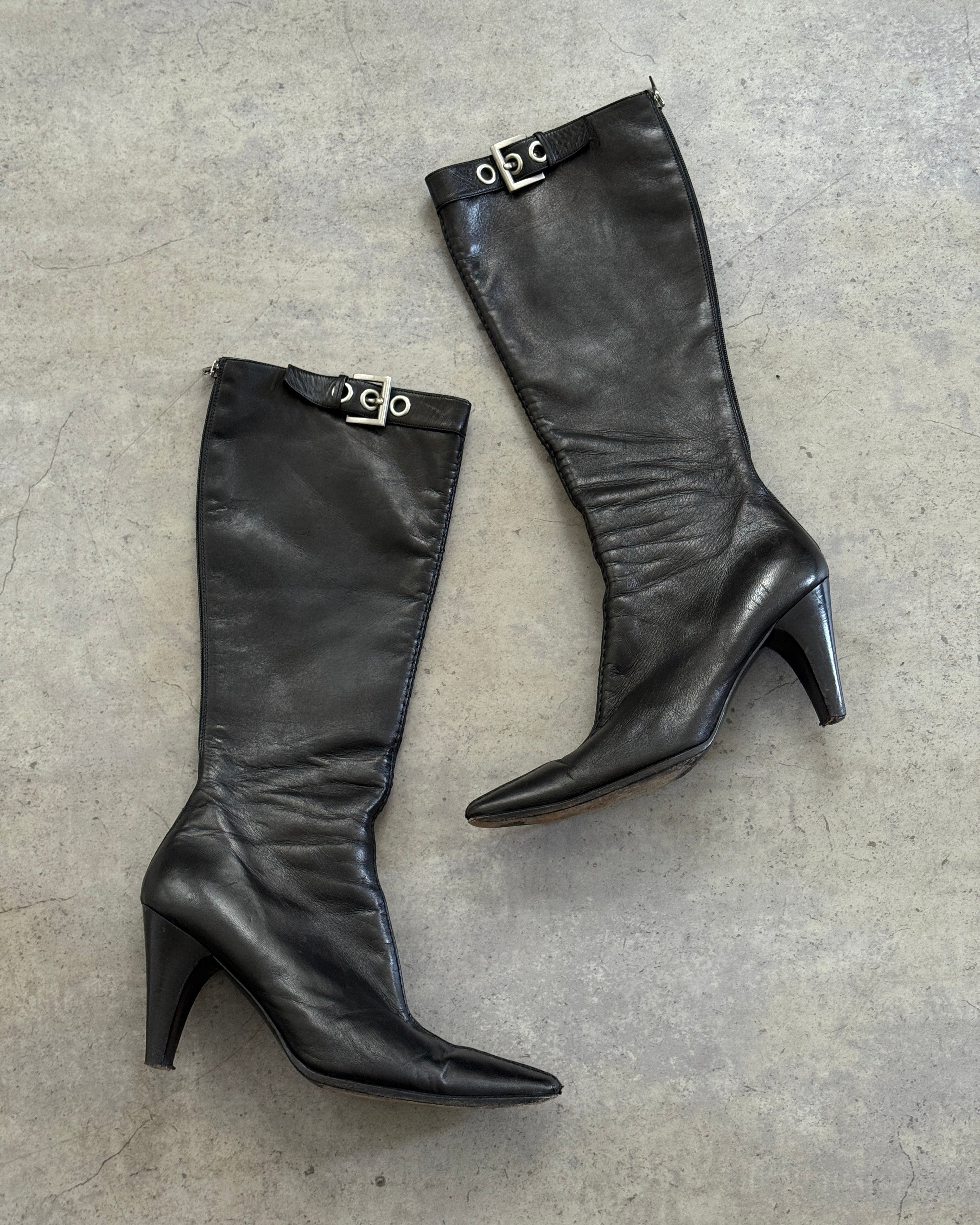 Prada Leather Buckle Boots • EU 38
