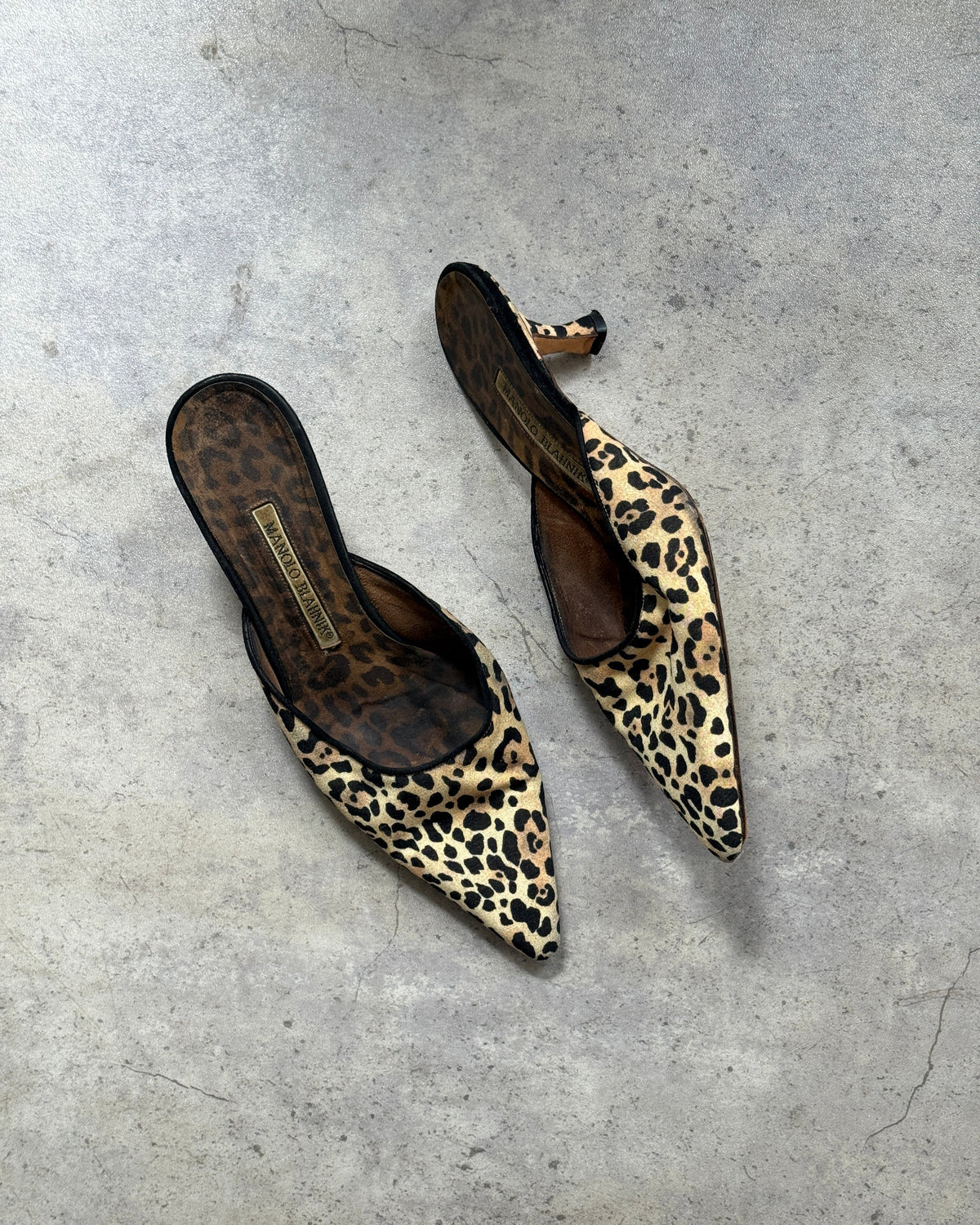 Manolo Blahnik Leopard Cloth Mules • EU 37