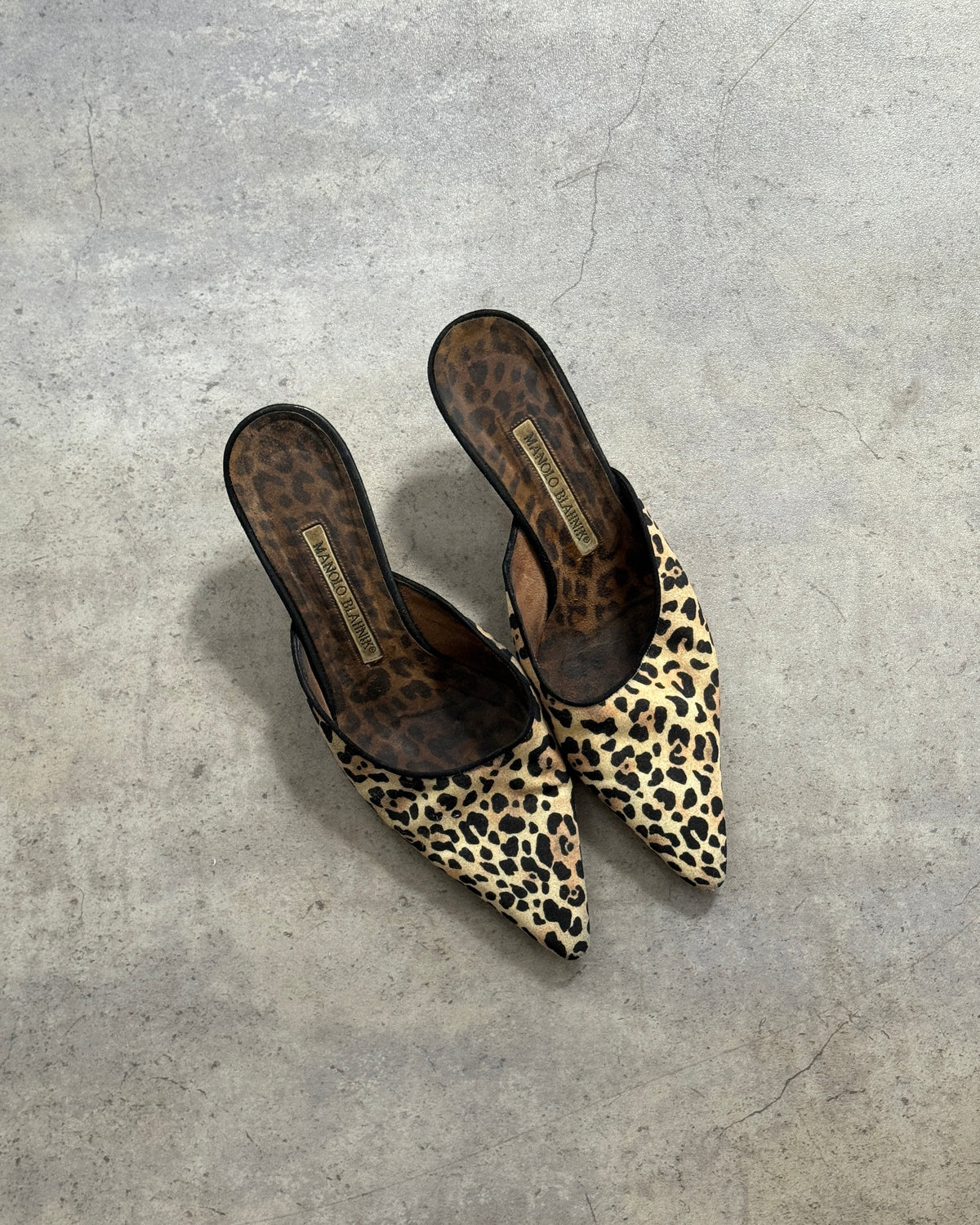 Manolo Blahnik Leopard Cloth Mules • EU 37