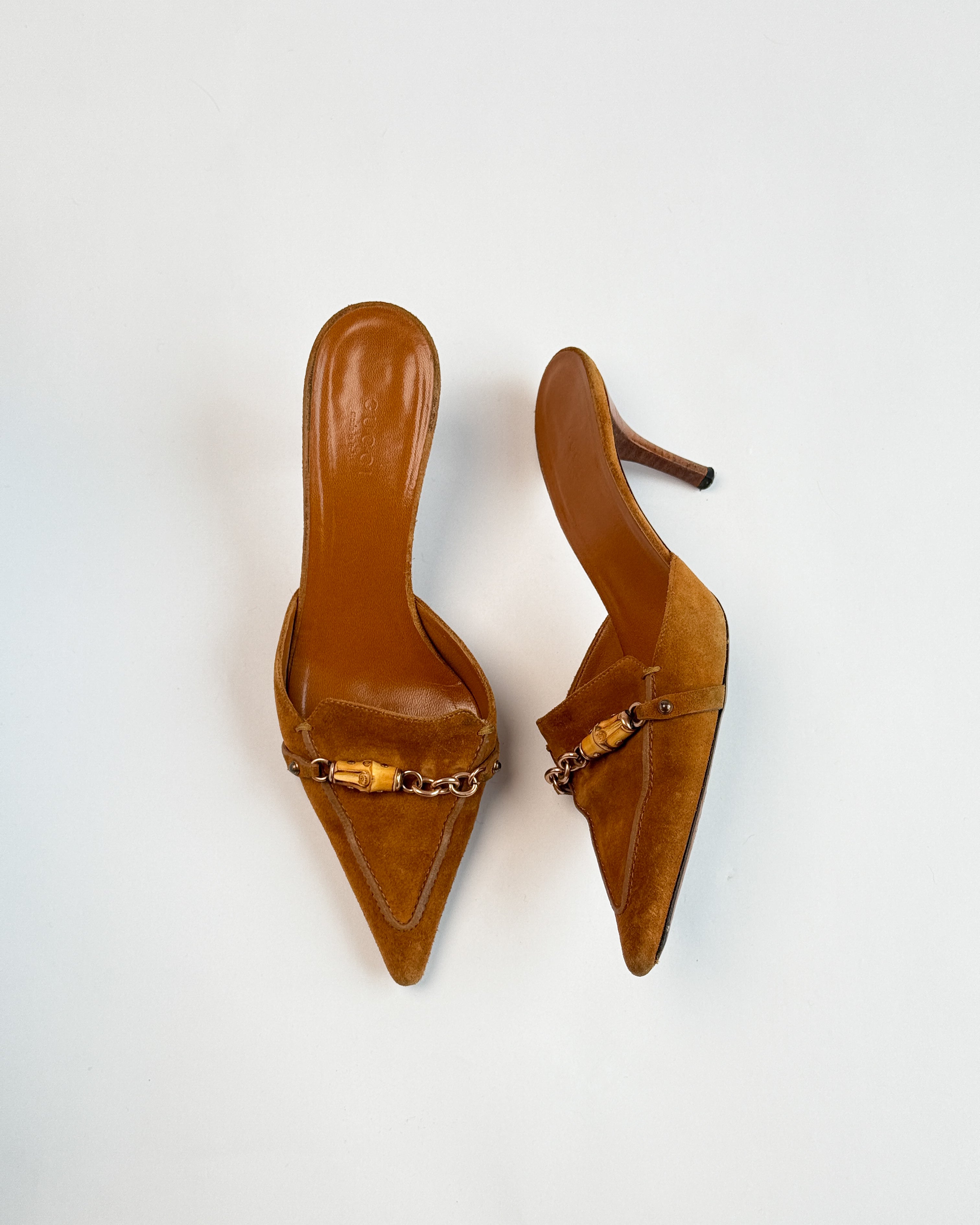 Gucci Bamboo Suede Mules • EU 37