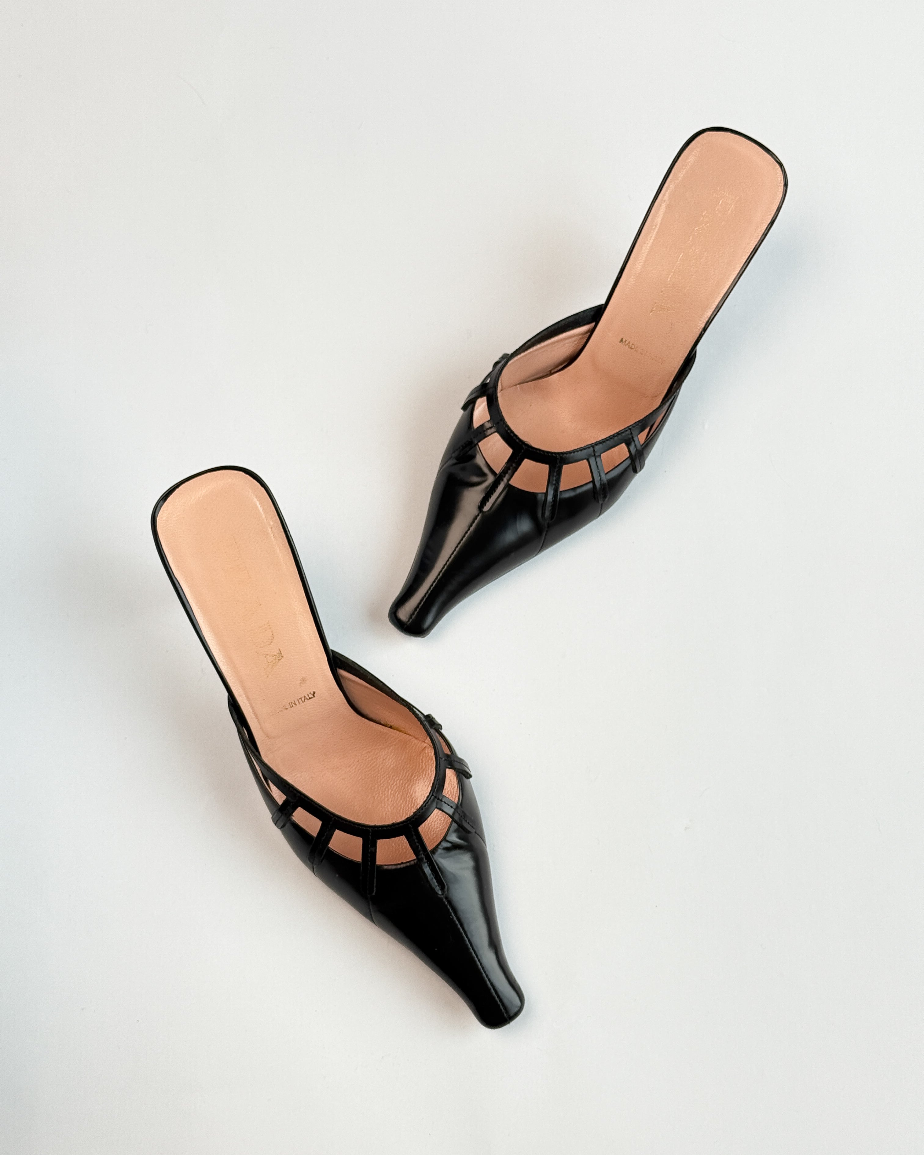 Prada Cage Pointed Toe Mules • EU37