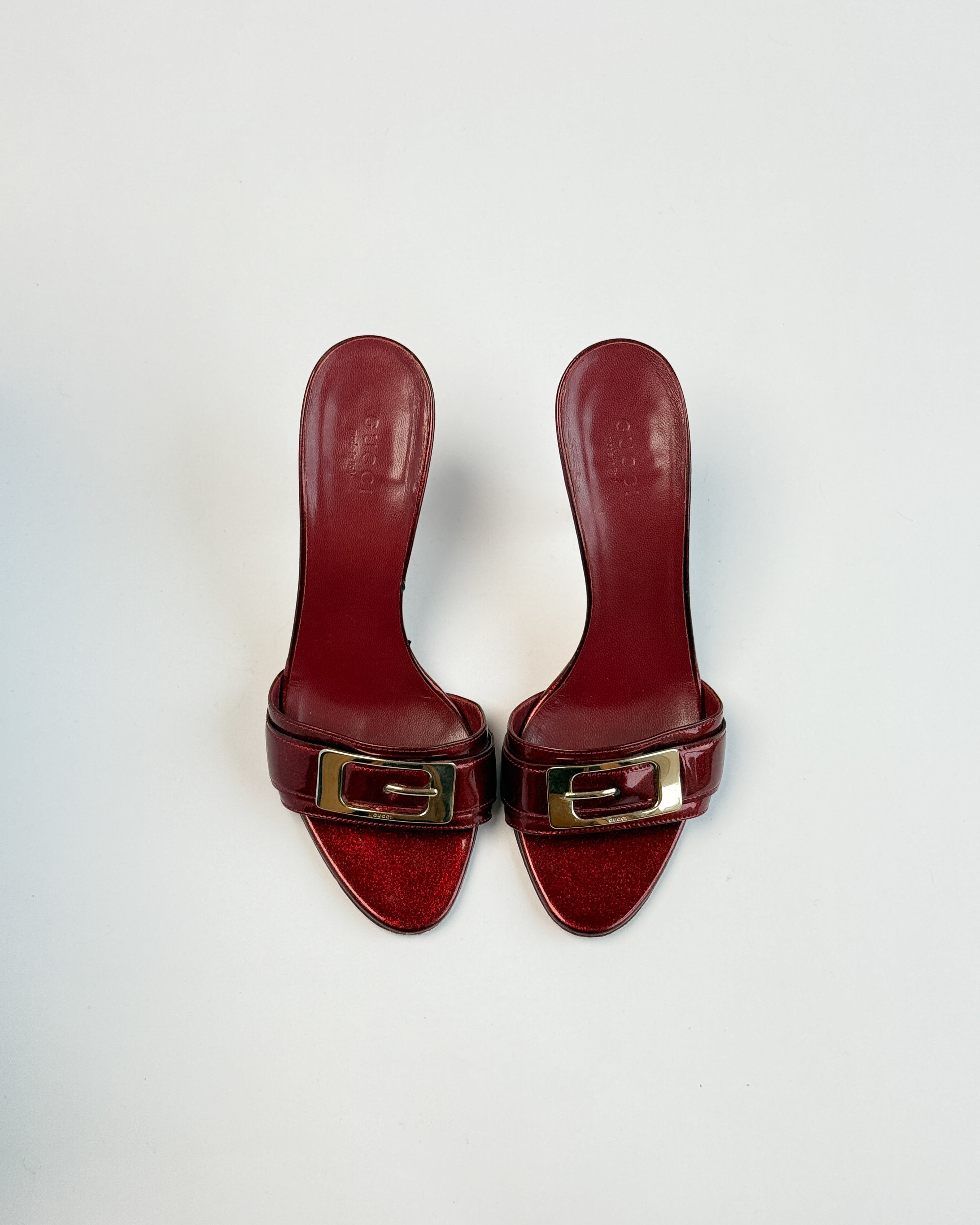 Gucci 'G' Burgundy Mules • EU 37