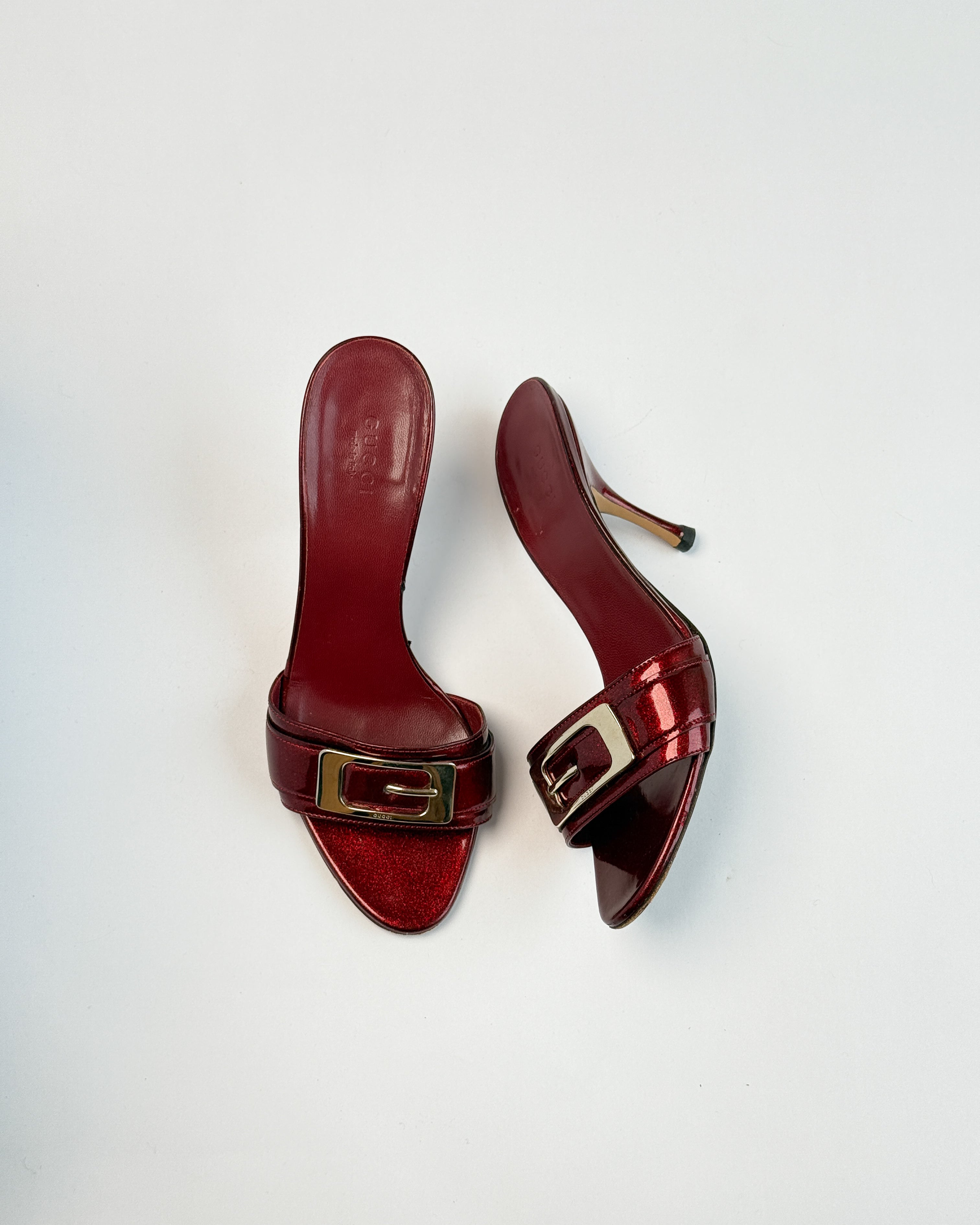 Gucci 'G' Burgundy Mules • EU 37
