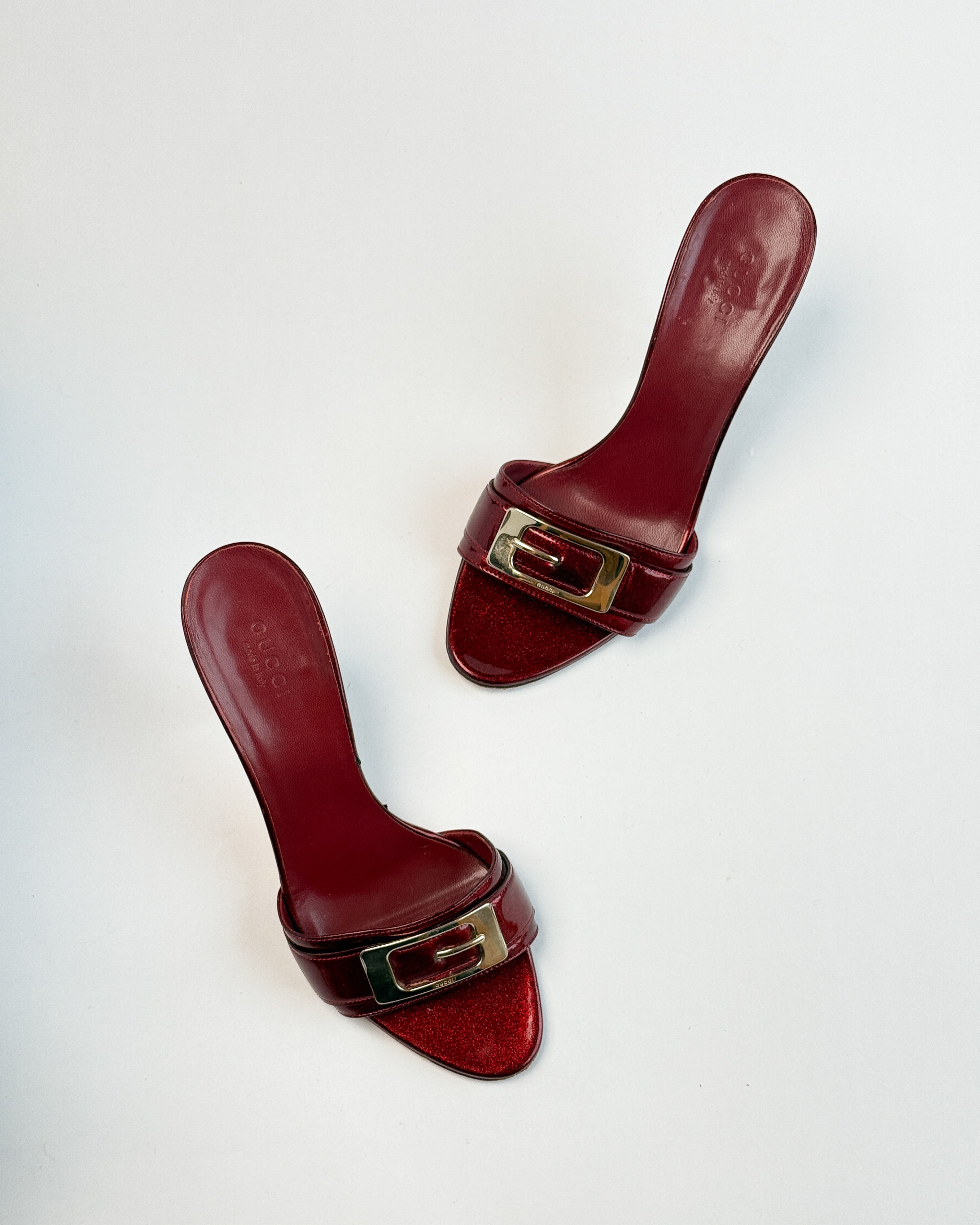 Gucci 'G' Burgundy Mules • EU 37