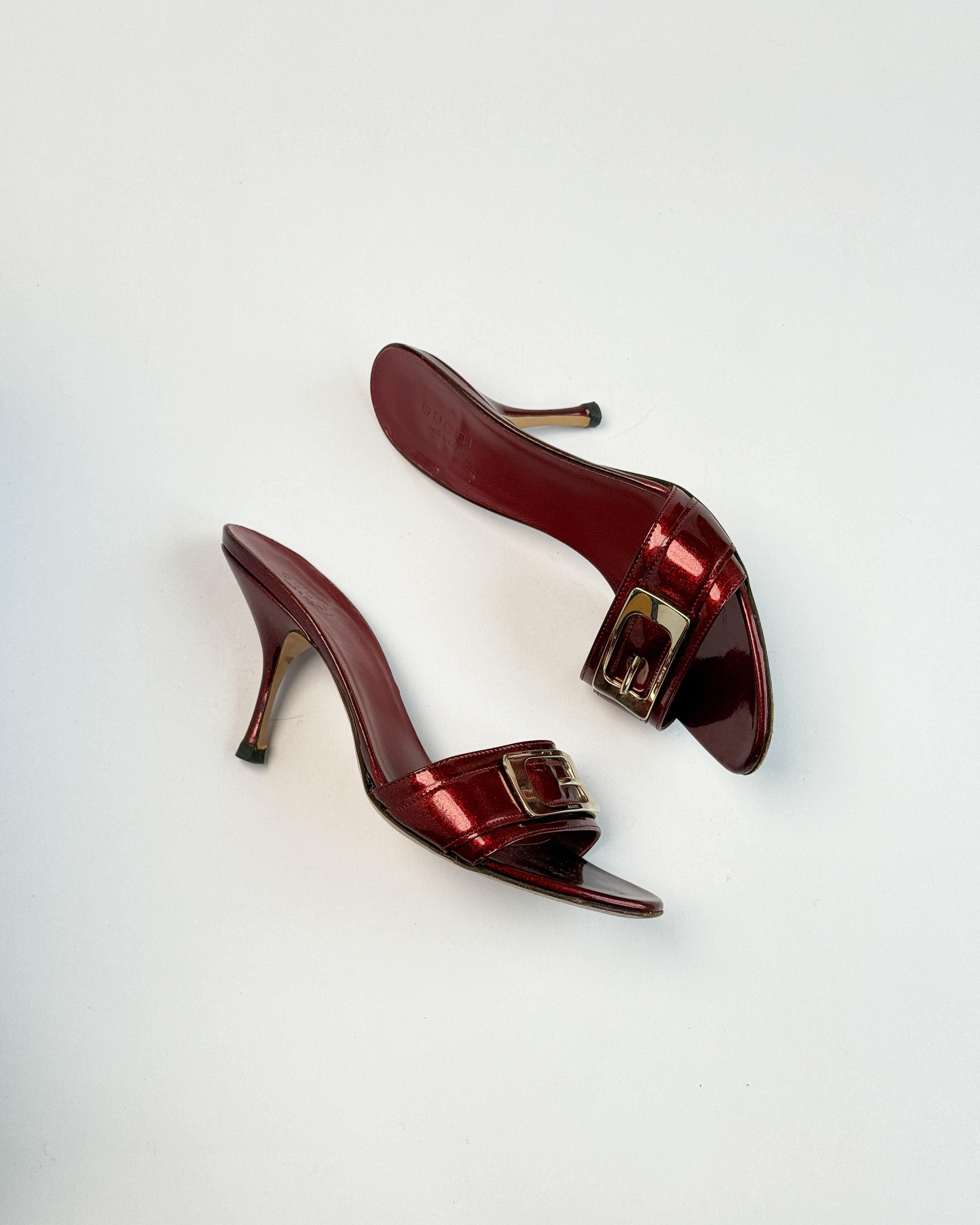 Gucci 'G' Burgundy Mules • EU 37