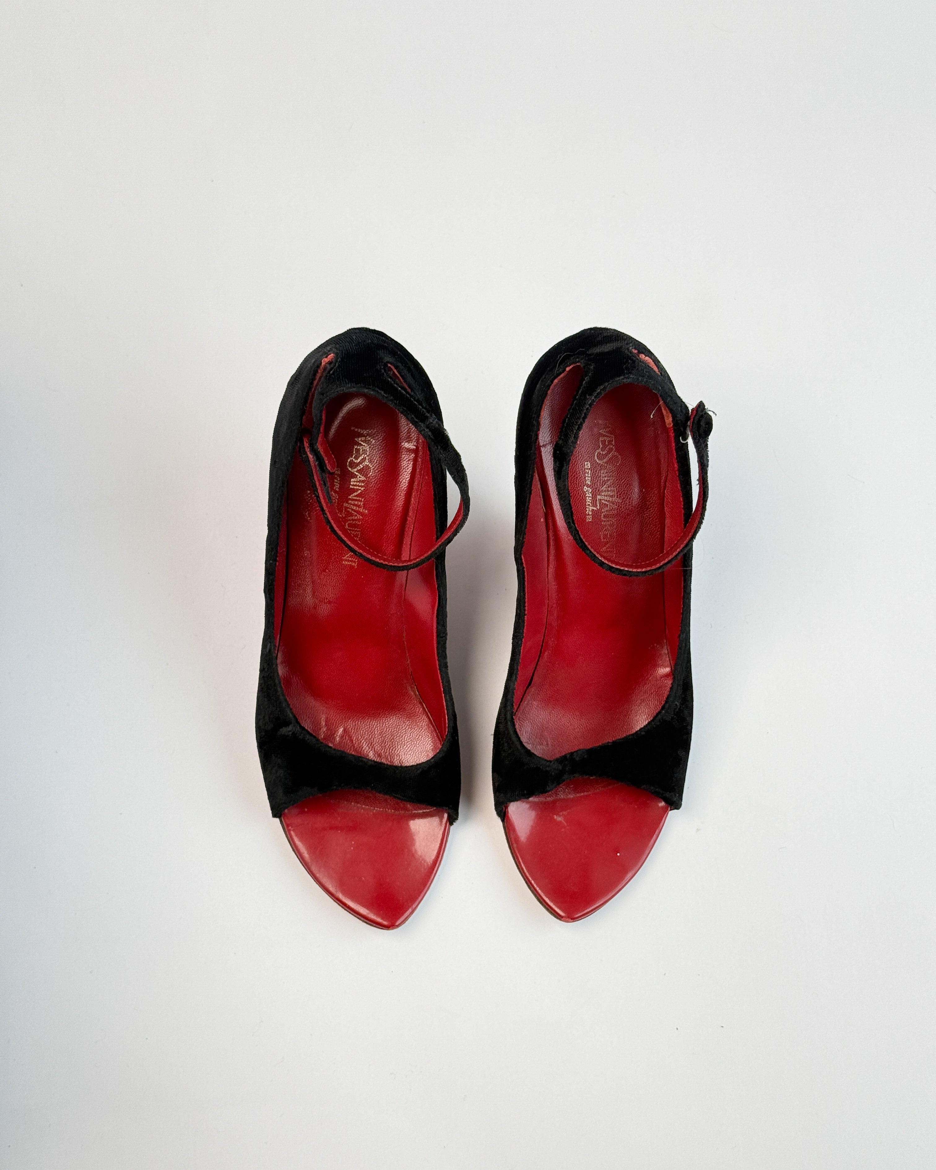 Yves Saint Laurent FW04 Black Suede Wedges • EU 37.5