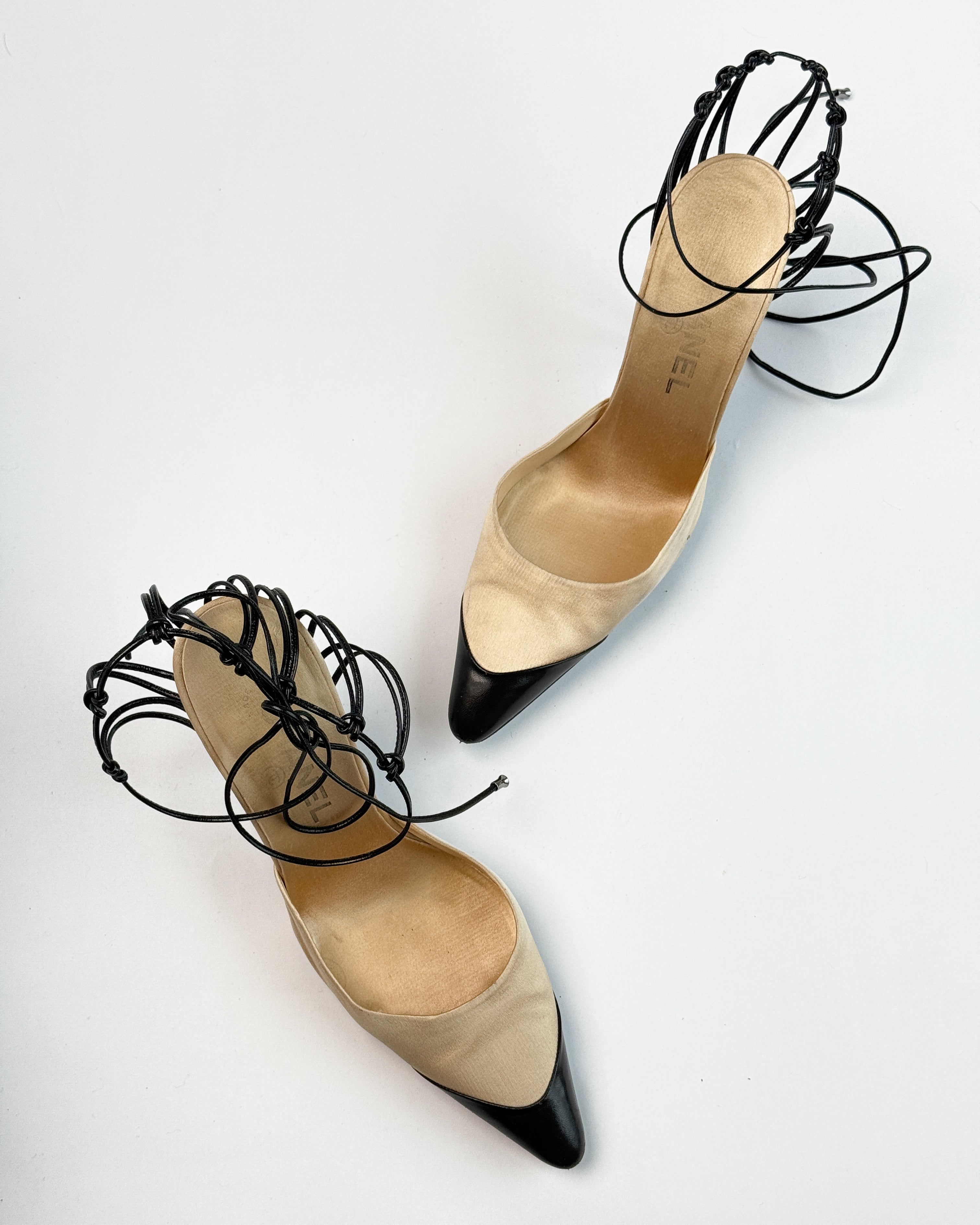 Chanel Birdcage Satin Heels