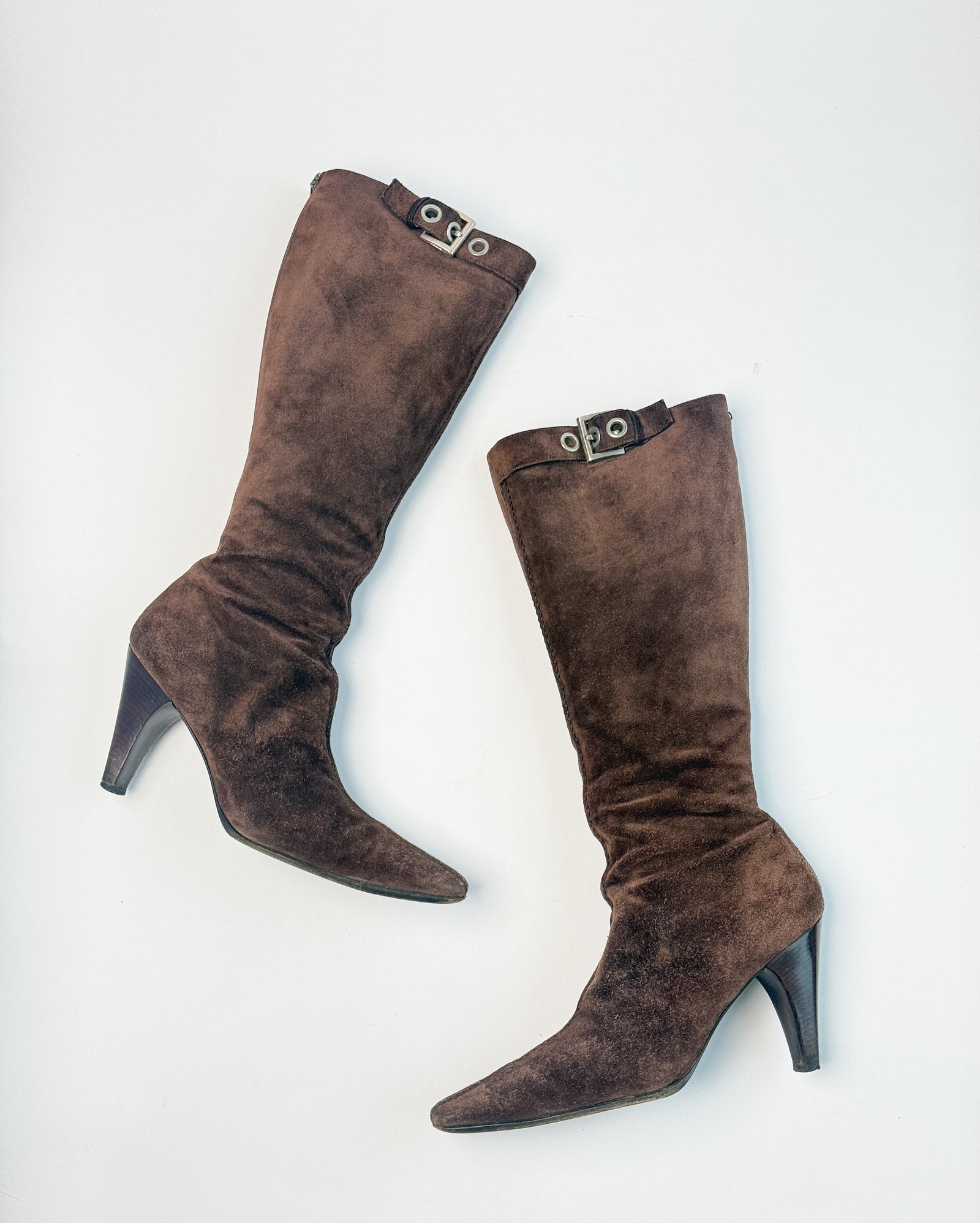 Prada Suede Buckle Boots