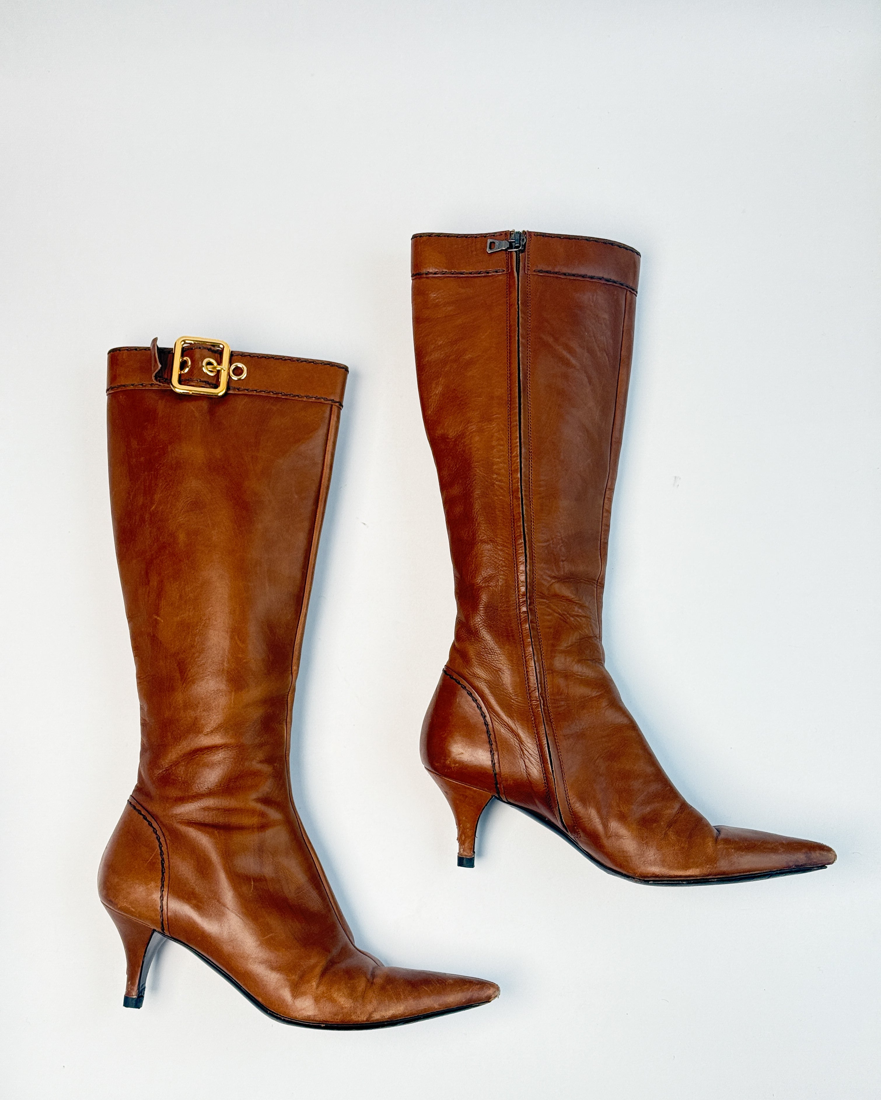 Prada Leather Buckle Boots • EU 37