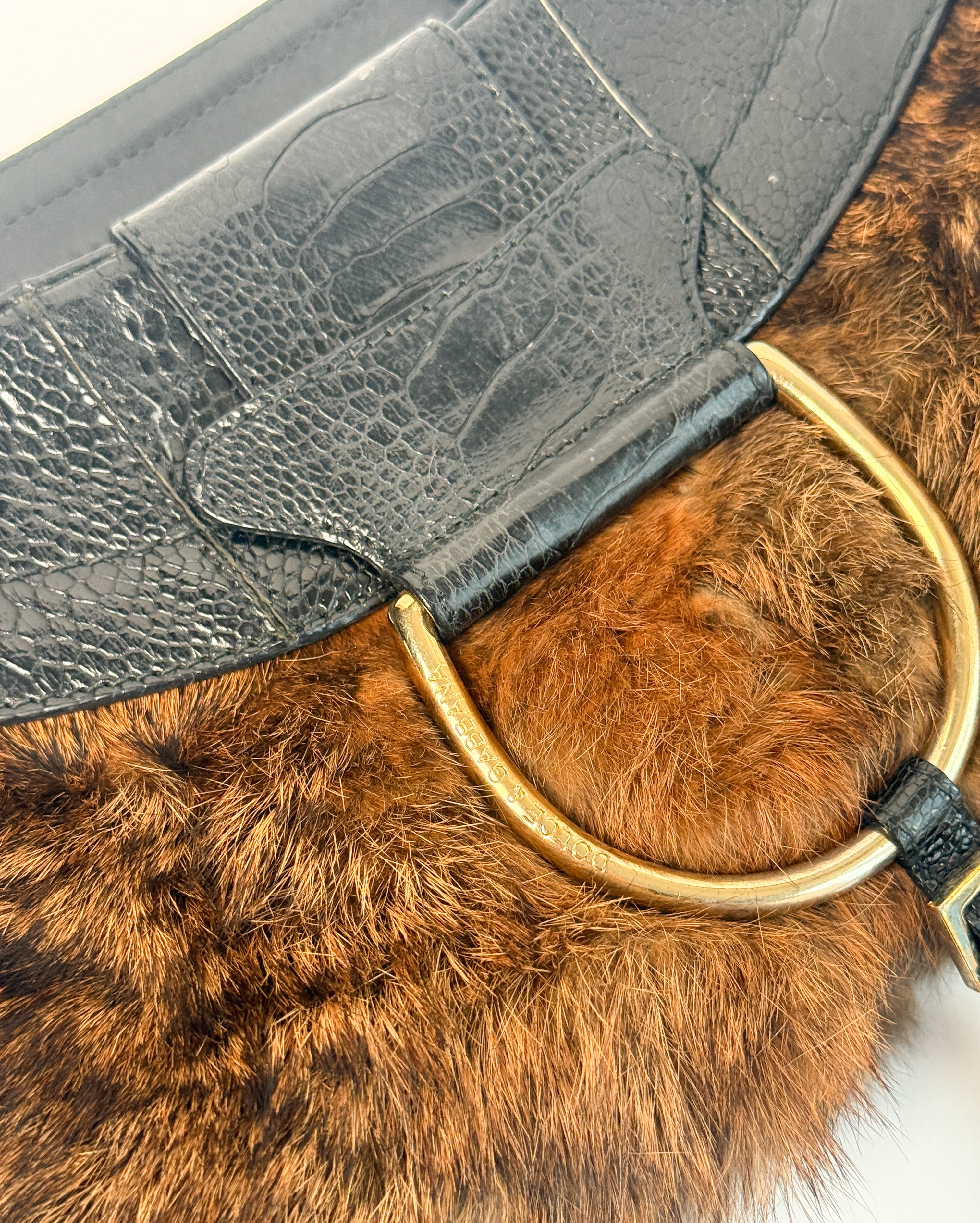 Dolce & Gabbana Faux Fur D Ring Bag