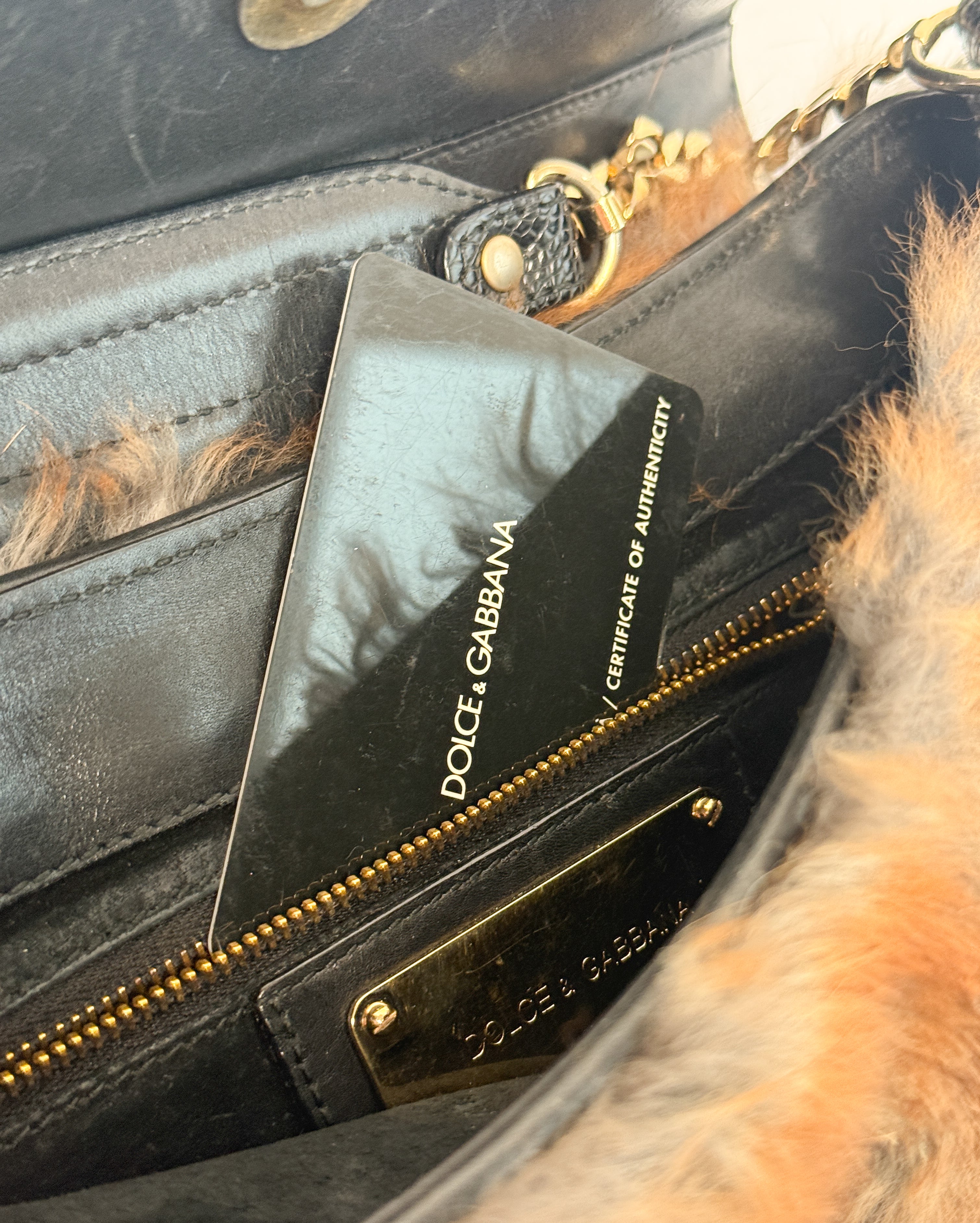 Dolce & Gabbana Faux Fur D Ring Bag