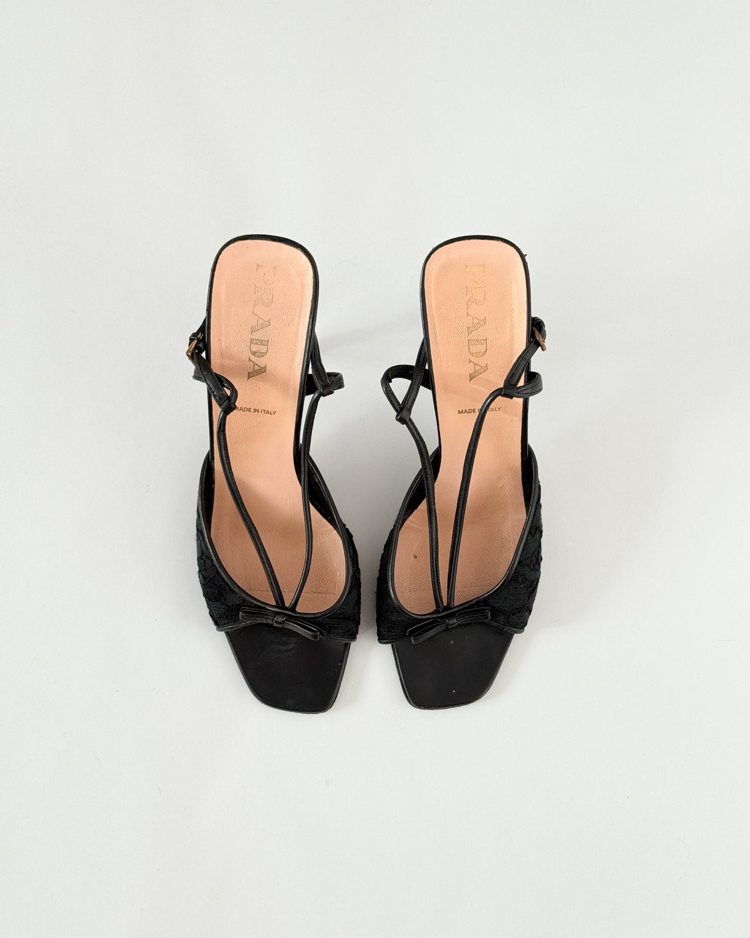 Prada Lace Slingback Open Toe Heels • EU40
