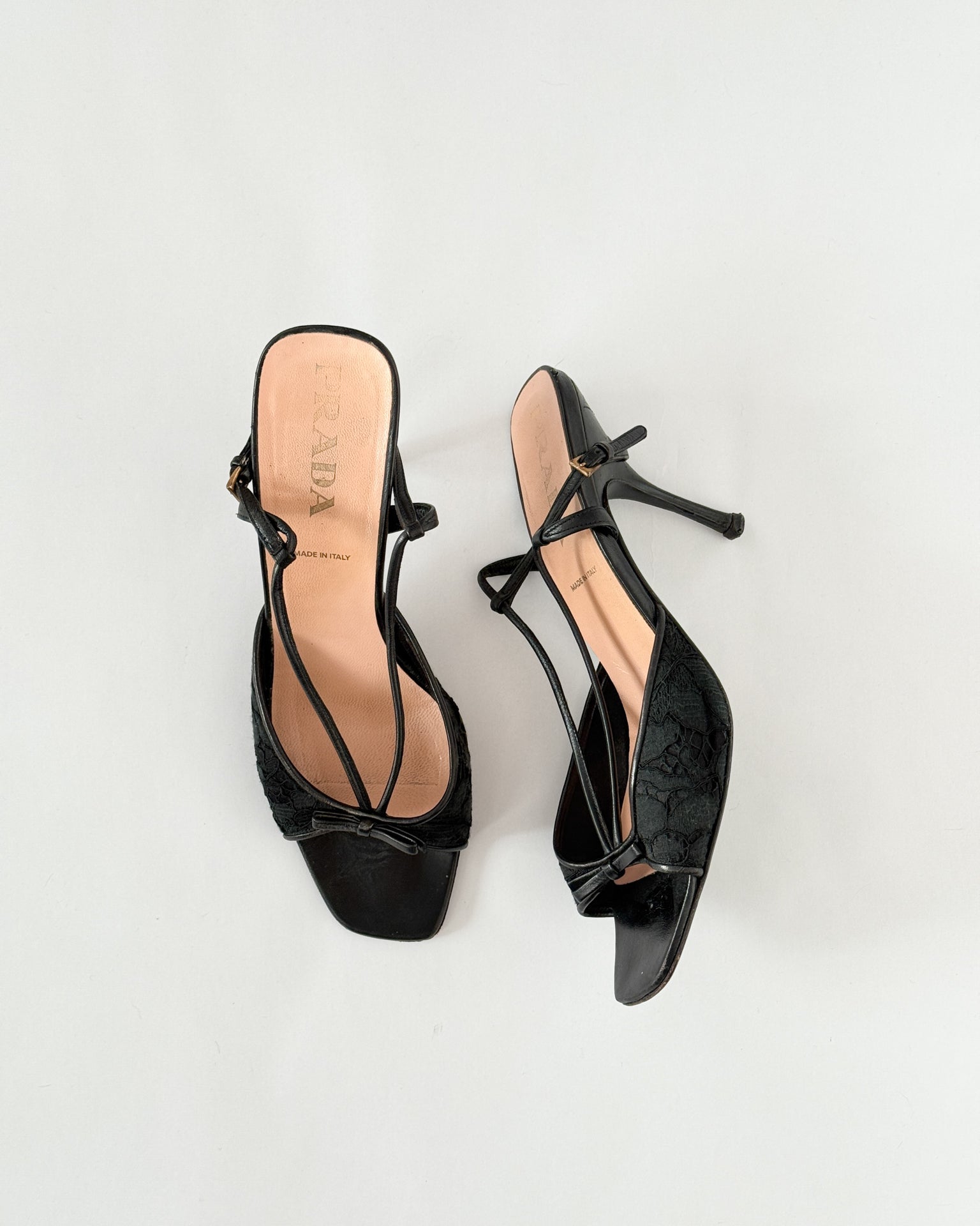 Prada Lace Slingback Open Toe Heels • EU40