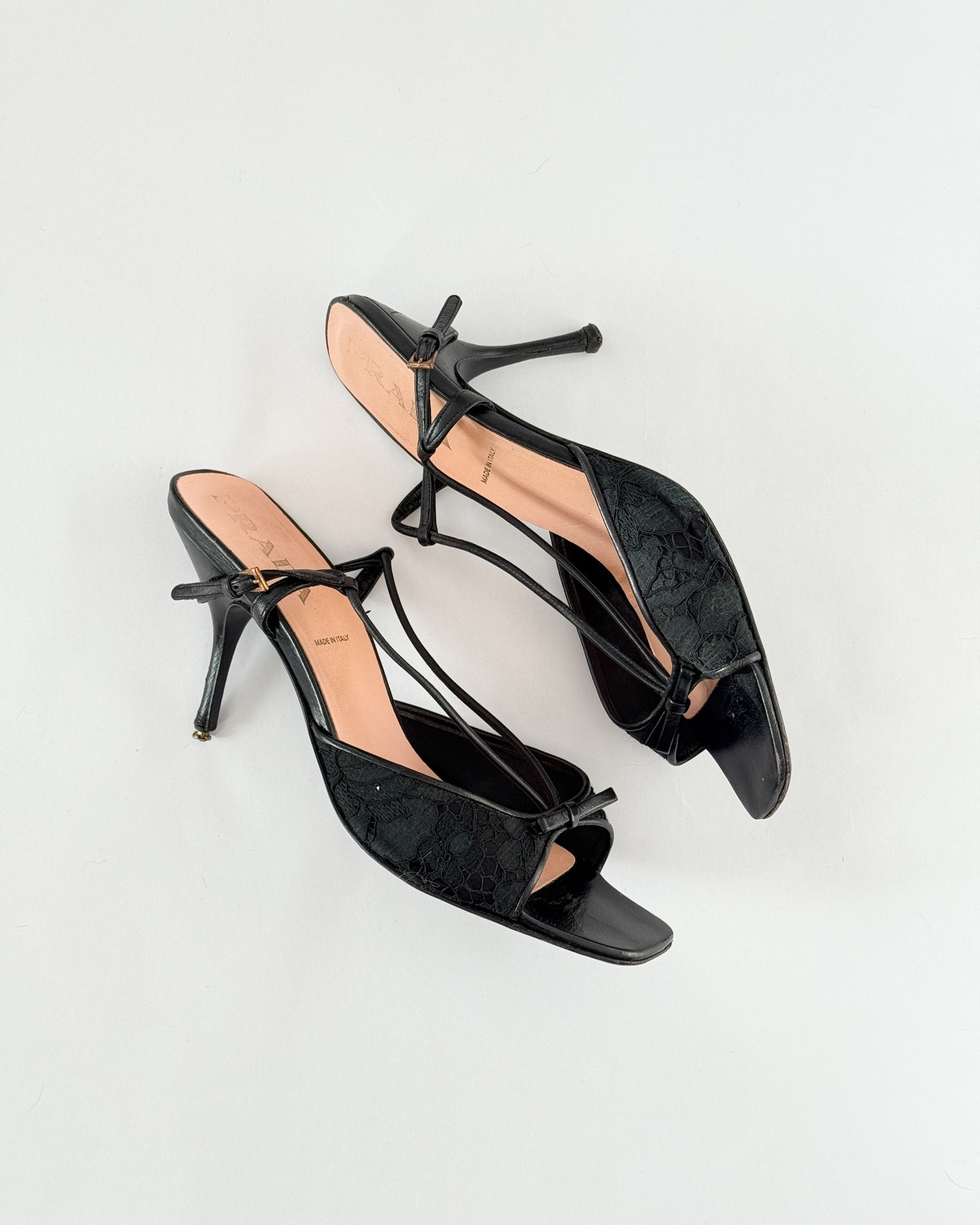 Prada Lace Slingback Open Toe Heels • EU40