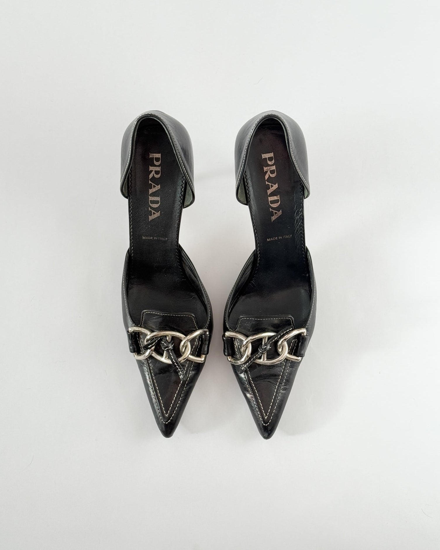 Prada D'Orsay Chain Buckle Heels • EU38