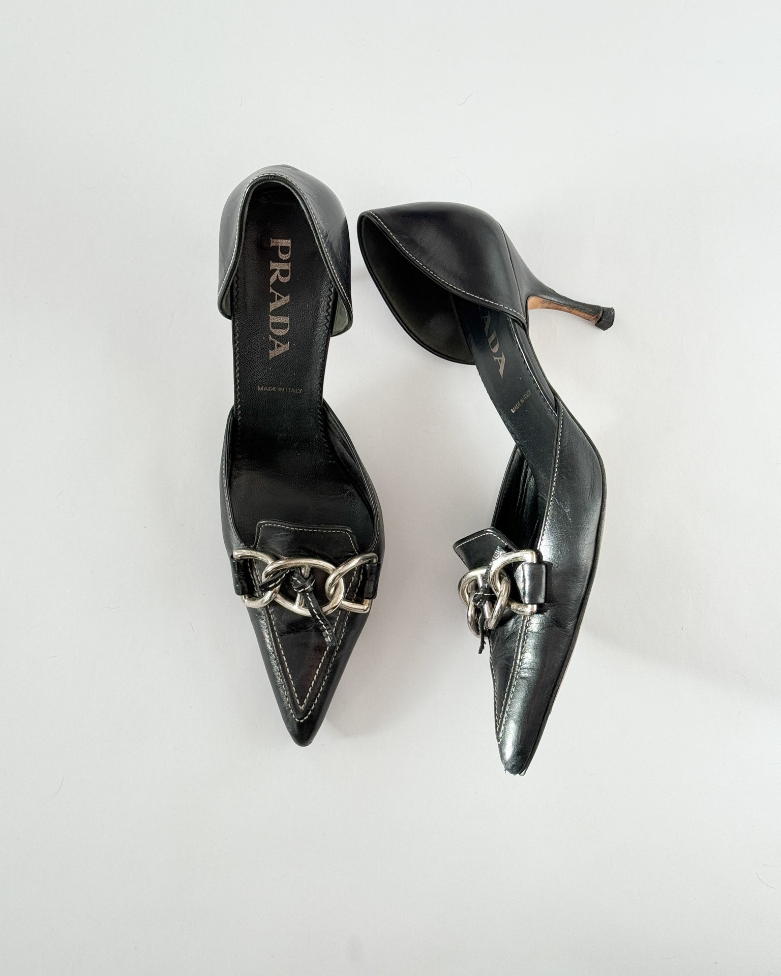 Prada D'Orsay Chain Buckle Heels • EU38