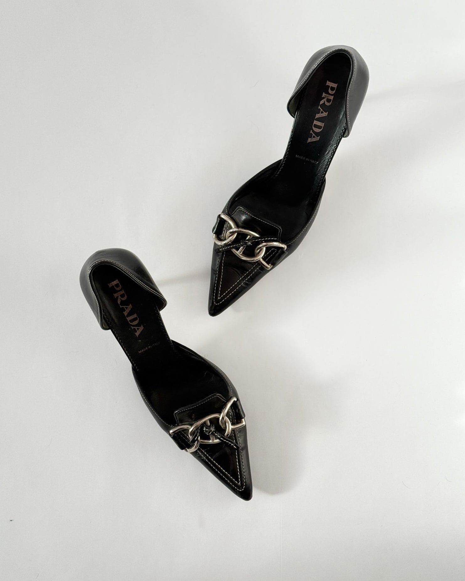 Prada D'Orsay Chain Buckle Heels • EU38