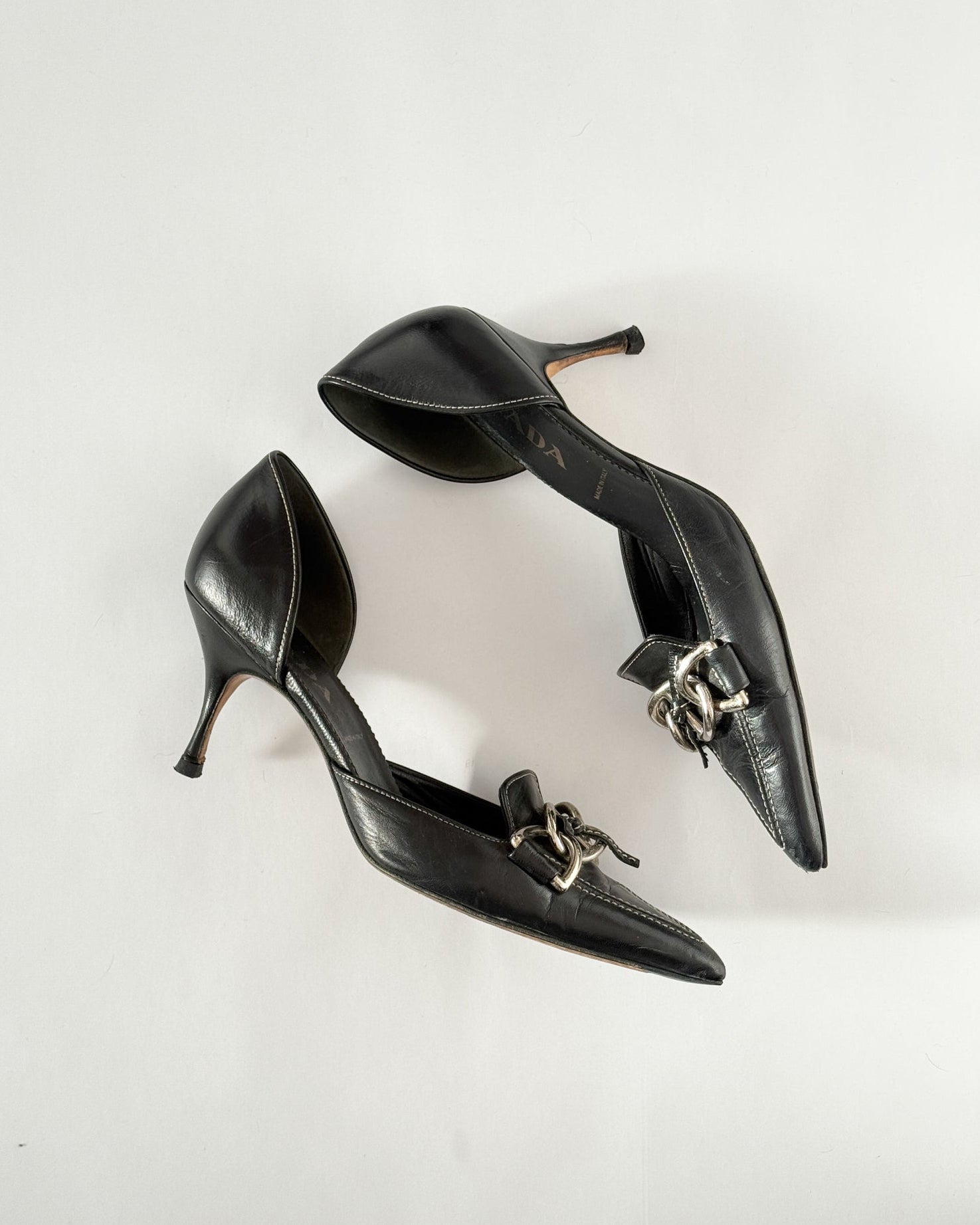 Prada D'Orsay Chain Buckle Heels • EU38