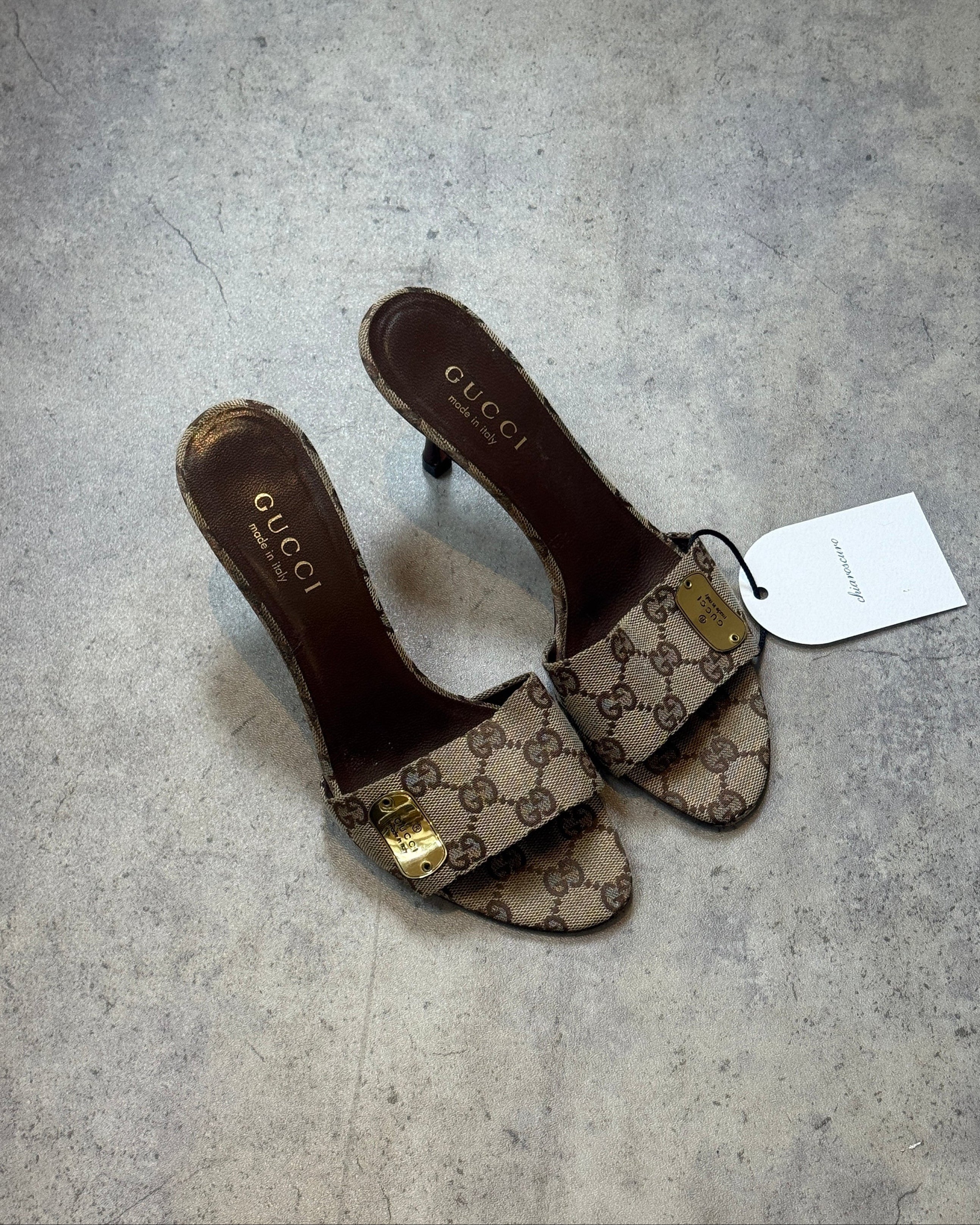 Gucci Monogram Tag Mules • EU 36.5
